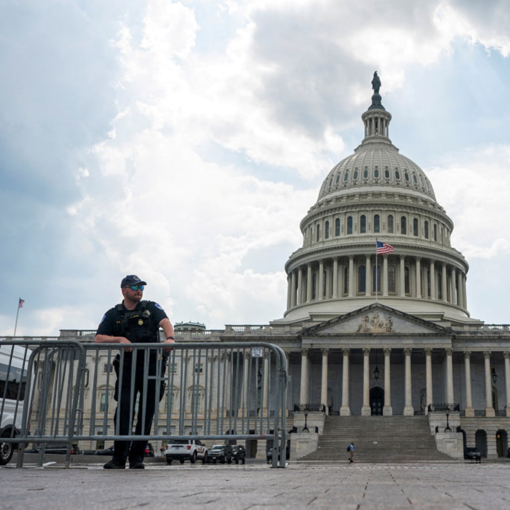 Members of the U.S. Capitol Police guard a check point near the U.S. Capitol after the Department of Homeland Security issued a National Terrorism Advisory System (NTAS) bulletin following the weekend missile strikes on three Iranian nuclear sites, in Washington, D.C., on June 25, 2025.