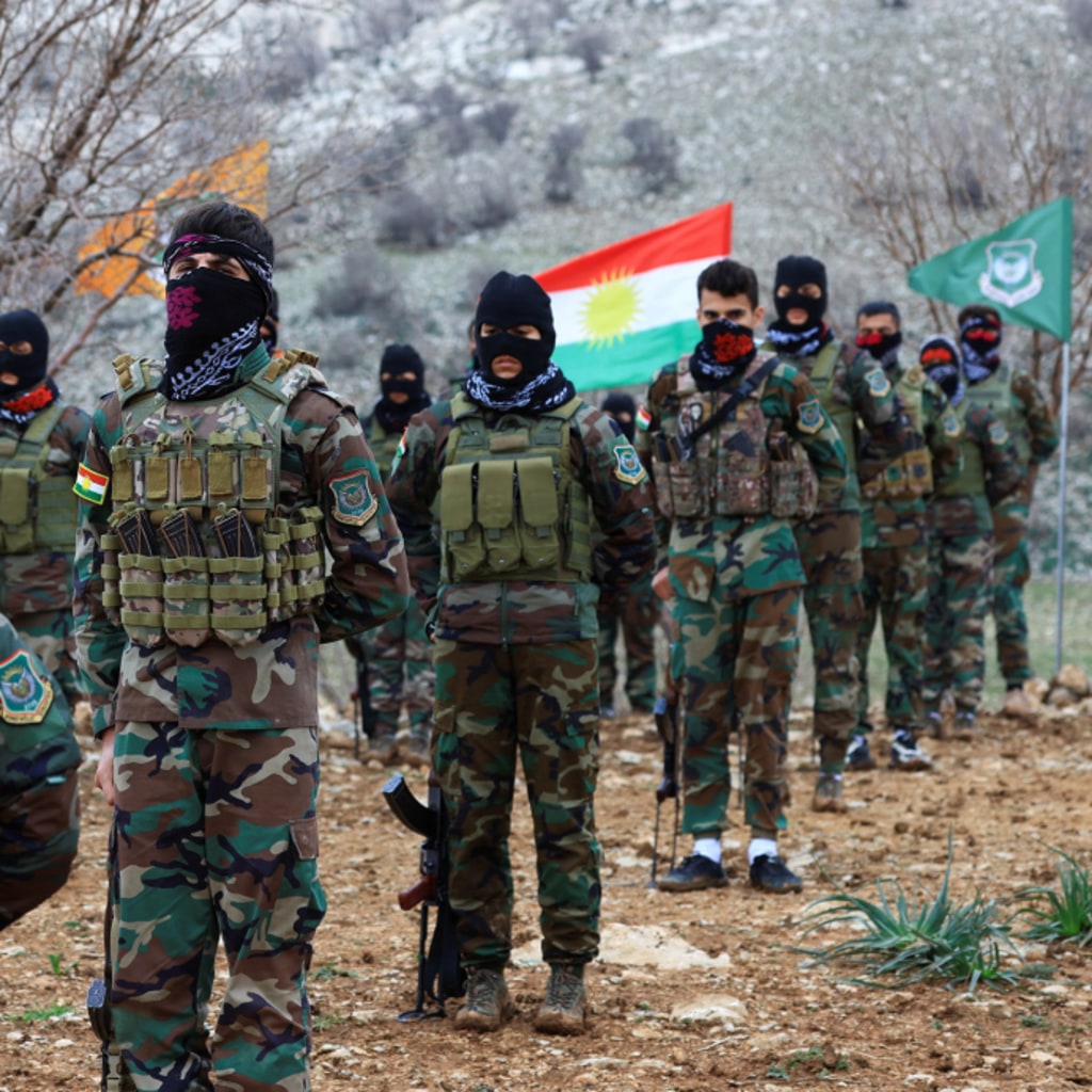 <p>Iranian Kurdish fighters from the Kurdistan Freedom Party (PAK) participate in a training session at a base on the outskirts of Erbil, Iraq, February 12, 2026.</p>