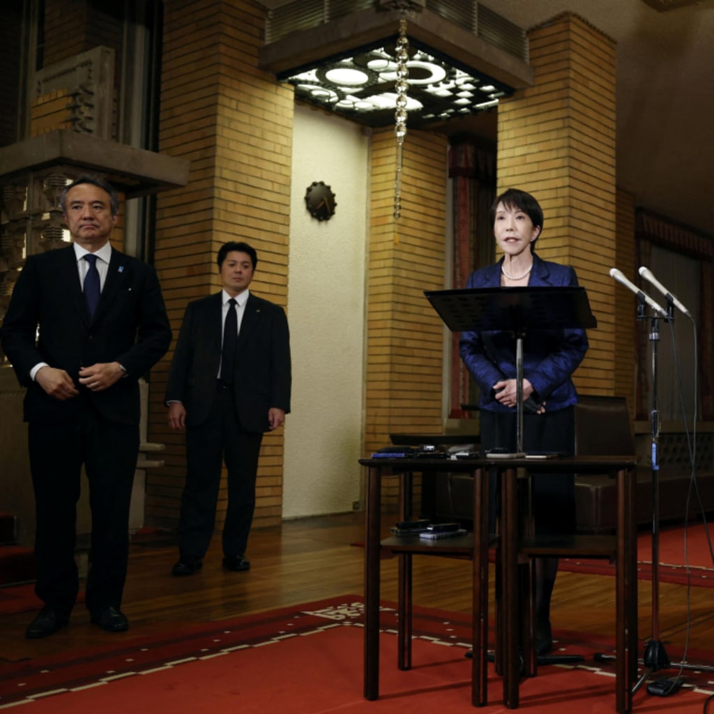 Japan's Prime Minister Sanae Takaichi speaks to media about Japan's plan to release part of oil reserves in Tokyo