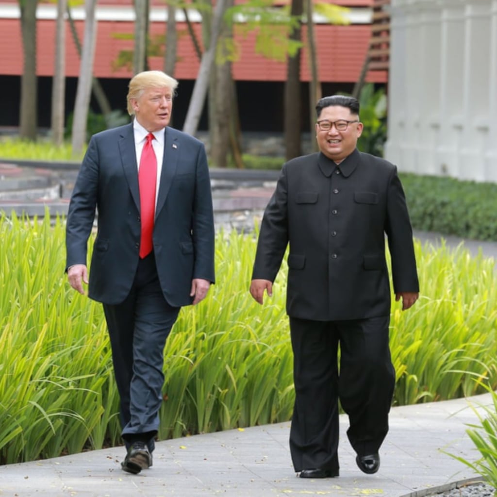 <p>President Trump and Kim Jong-un in Hanoi, Vietnam</p>
