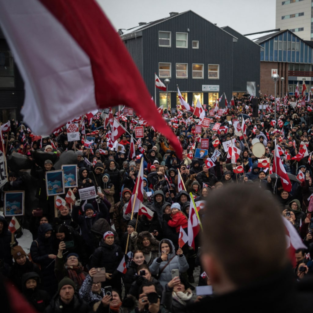 A protest in Nuuk, Greenland, against President Donald Trump's demand that the island be ceded to the United States, January 17, 2026.