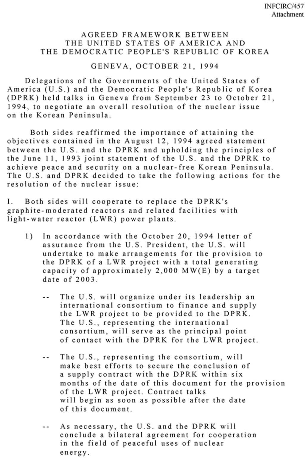The first page of the Agreed Framework.