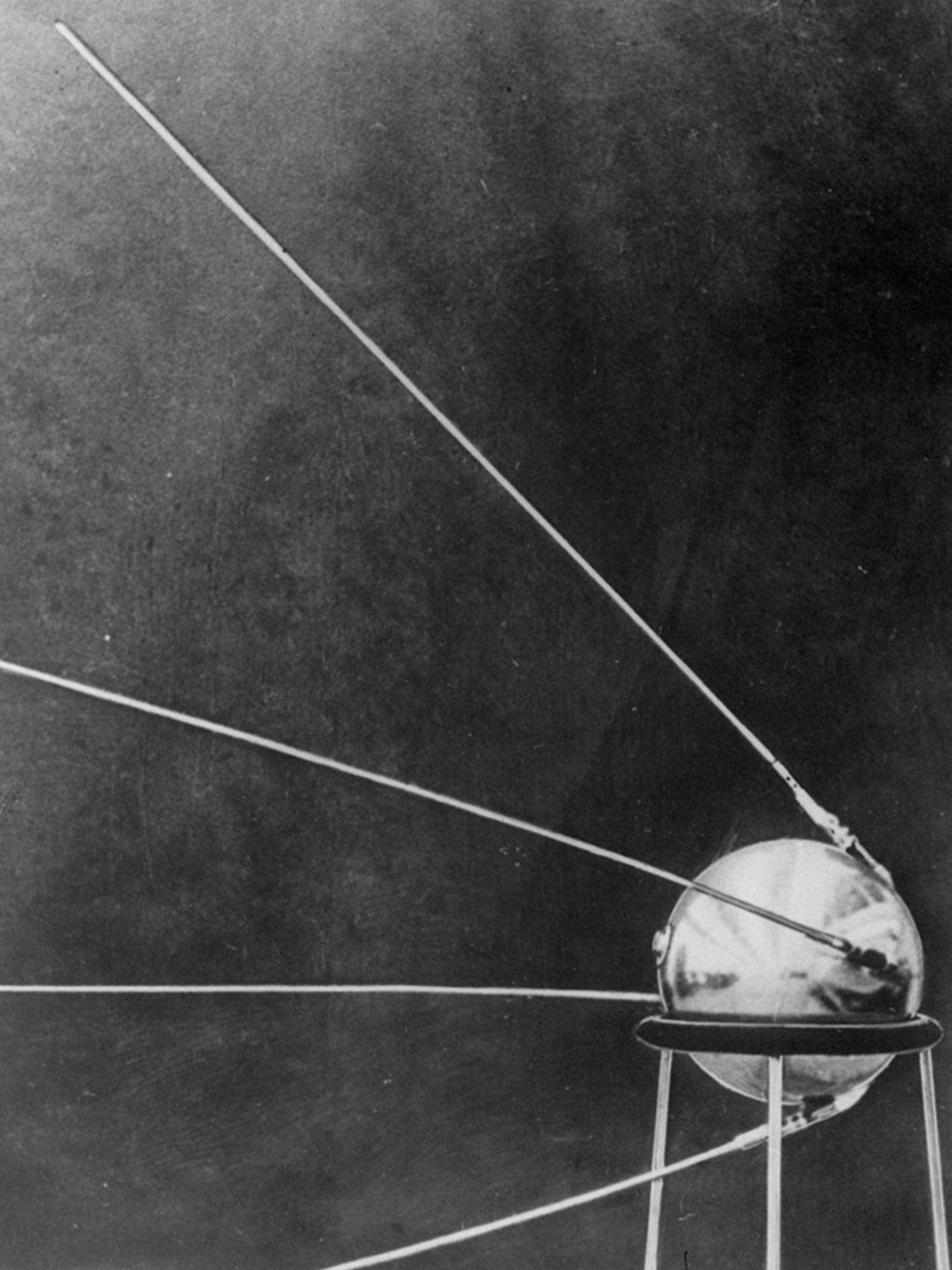 A photograph of the Soviet satellite Sputnik I.