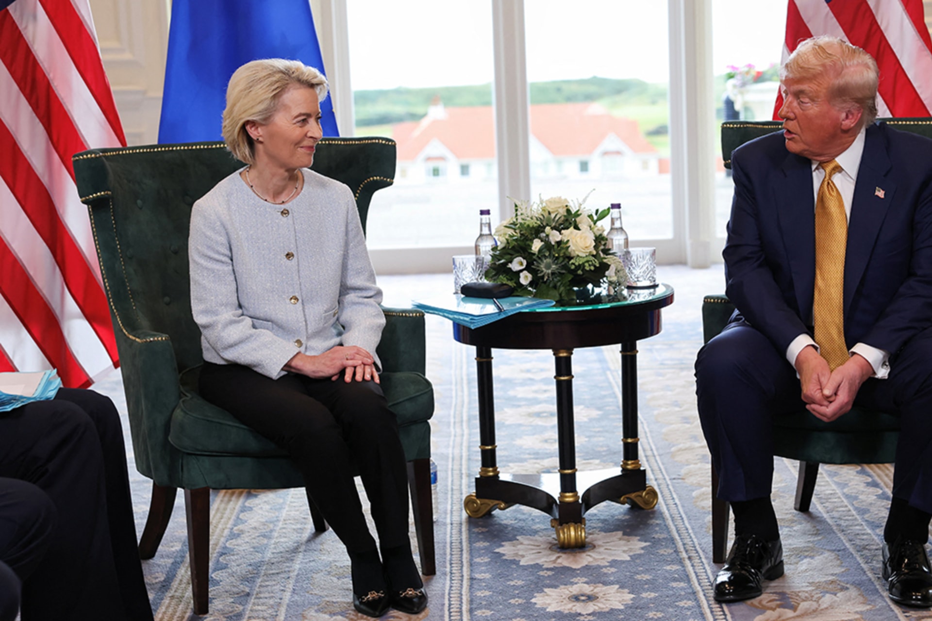 <p>U.S. President Donald Trump meets with European Commission President Ursula von der Leyen, in Turnberry, Scotland, Britain, July 27, 2025.</p>

