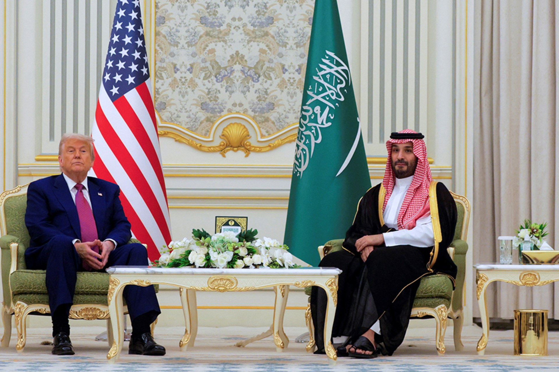 <p>U.S. President Donald Trump and Saudi Crown Prince and Prime Minister Mohammed Bin Salman attend a bilateral meeting in Riyadh, Saudi Arabia, May 13, 2025.</p>
