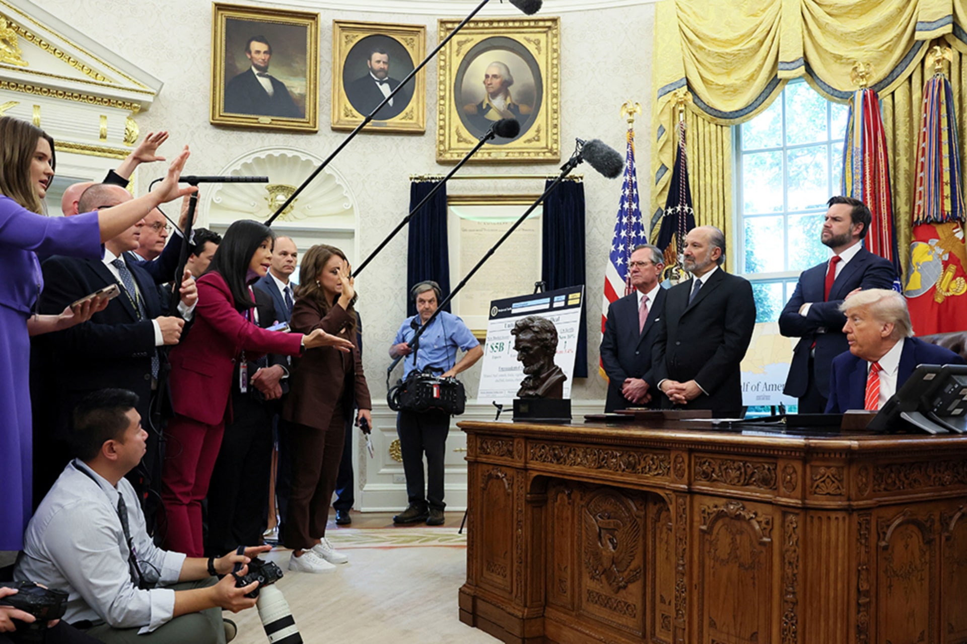 <p>U.S. President Donald Trump takes questions on a trade deal with the United Kingdom.</p>
