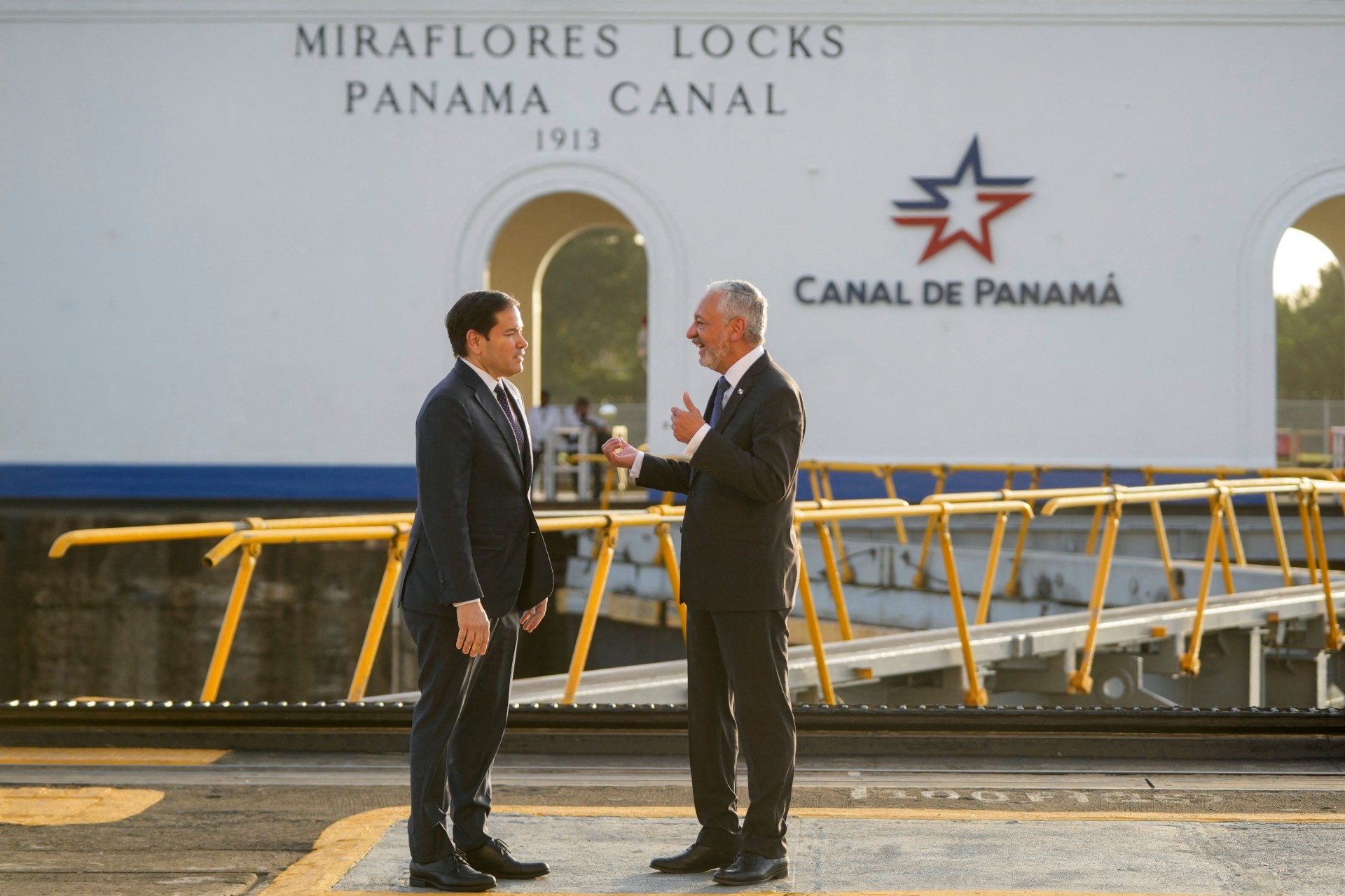 <p>U.S. Secretary of State Marco Rubio tours the Panama Canal during his first overseas trip.</p>
