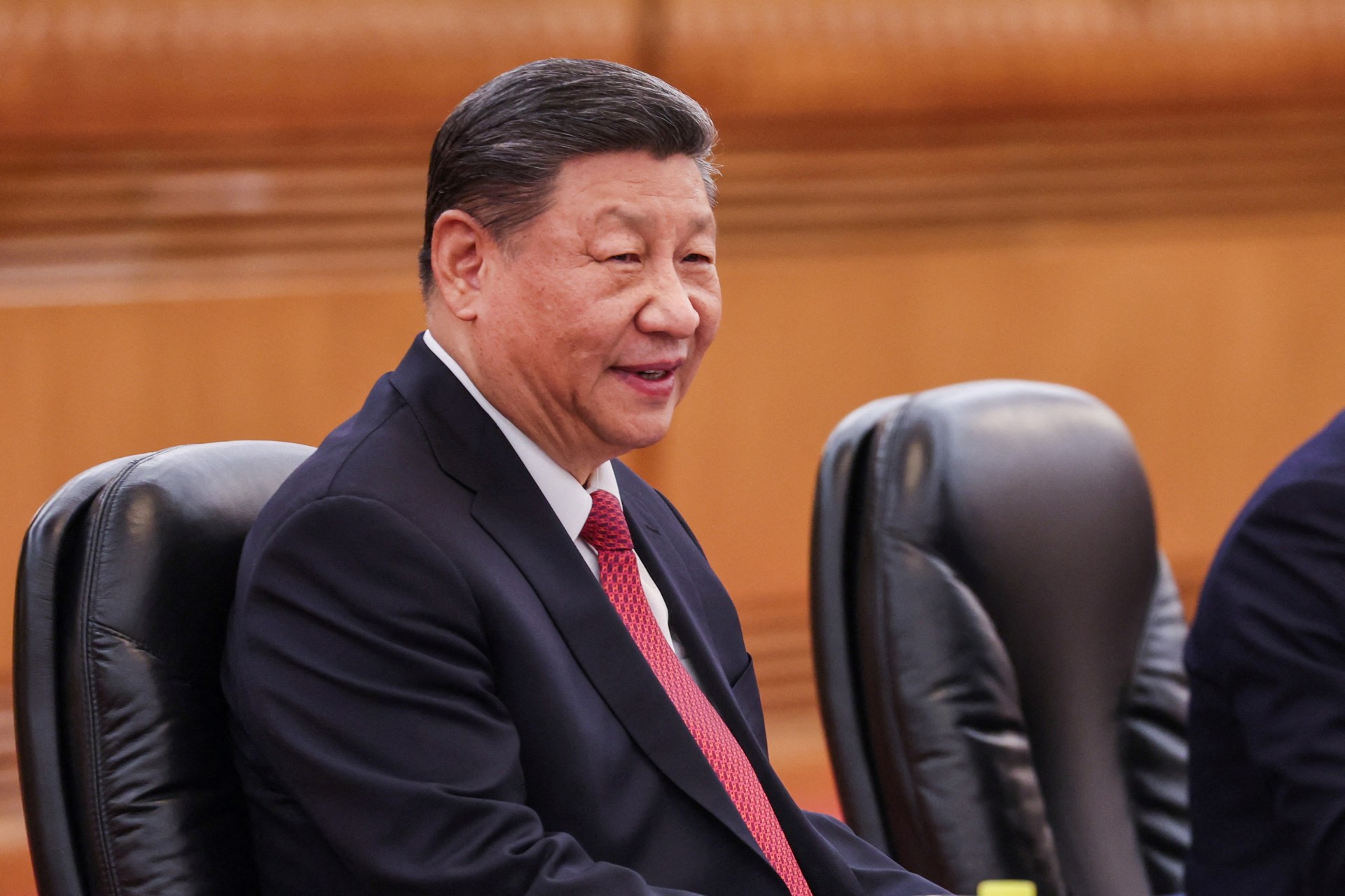 <p>Chinese President Xi Jinping attends a meeting at the Great Hall of the People in Beijing on February 5, 2025. </p>
