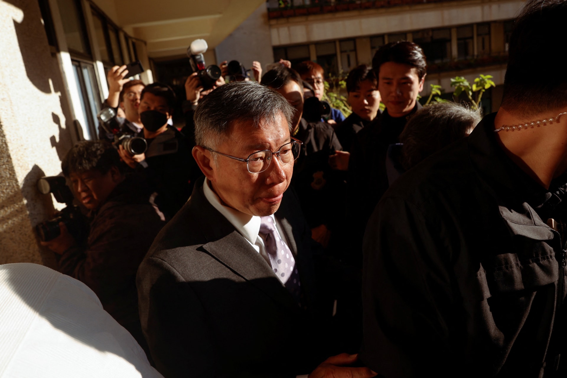 <p>Taiwan People’s Party (TPP) chairman Ko Wen-je, walks on the day of the 2024 presidential and parliamentary elections in Taipei, Taiwan.</p>