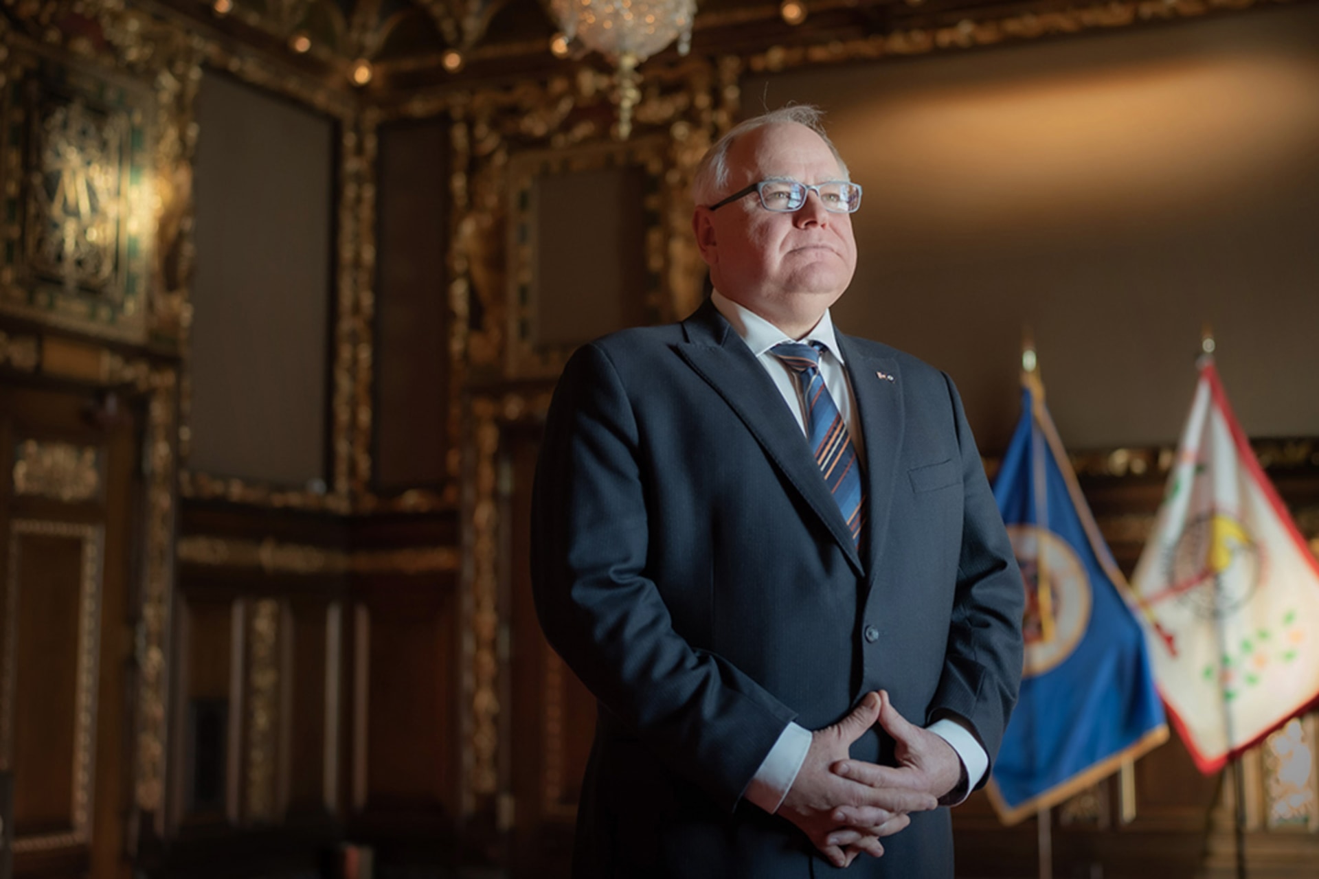 <p>Minnesota Governor Tim Walz stands in the state capitol building, in 2022.</p>
