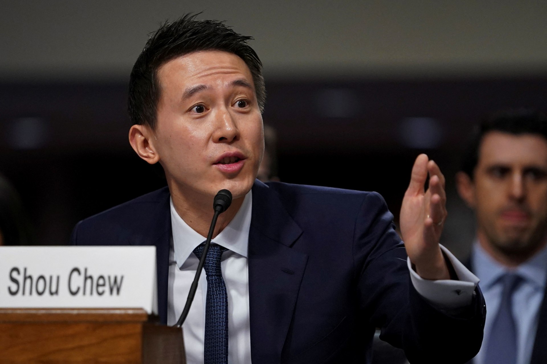 <p>TikTok’s CEO Shou Zi Chew testifies during the Senate Judiciary Committee hearing on online child sexual exploitation, at the U.S. Capitol in Washington on January 31, 2024.</p>