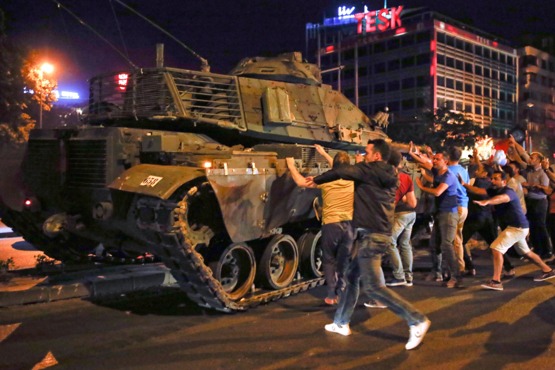 <p>A deserted military tank from the July 2016 failed coup in Ankara, Turkey.</p>