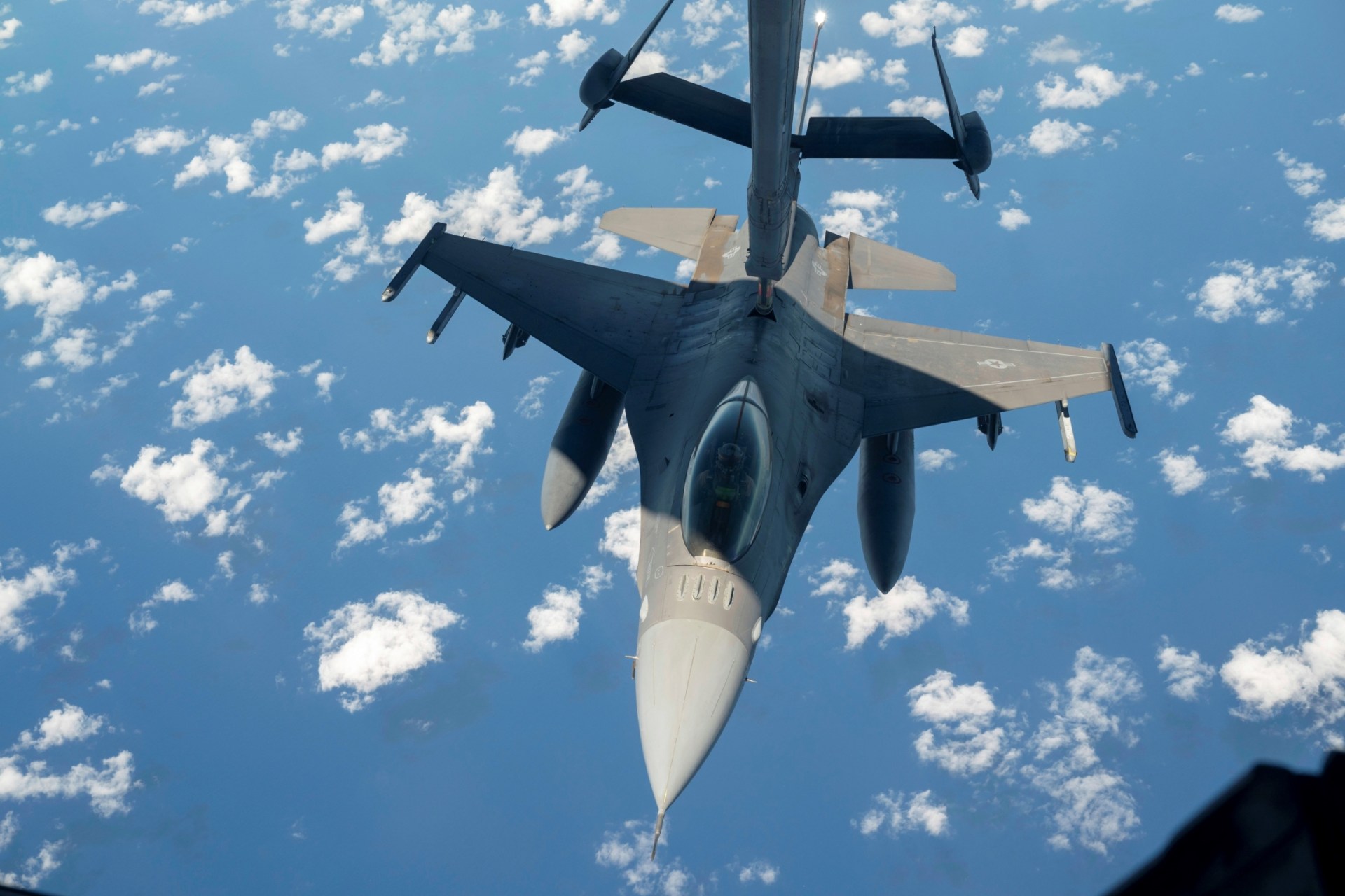 <p>An Air Force F-16 Fighting Falcon over Egypt on September 2, 2023.</p>