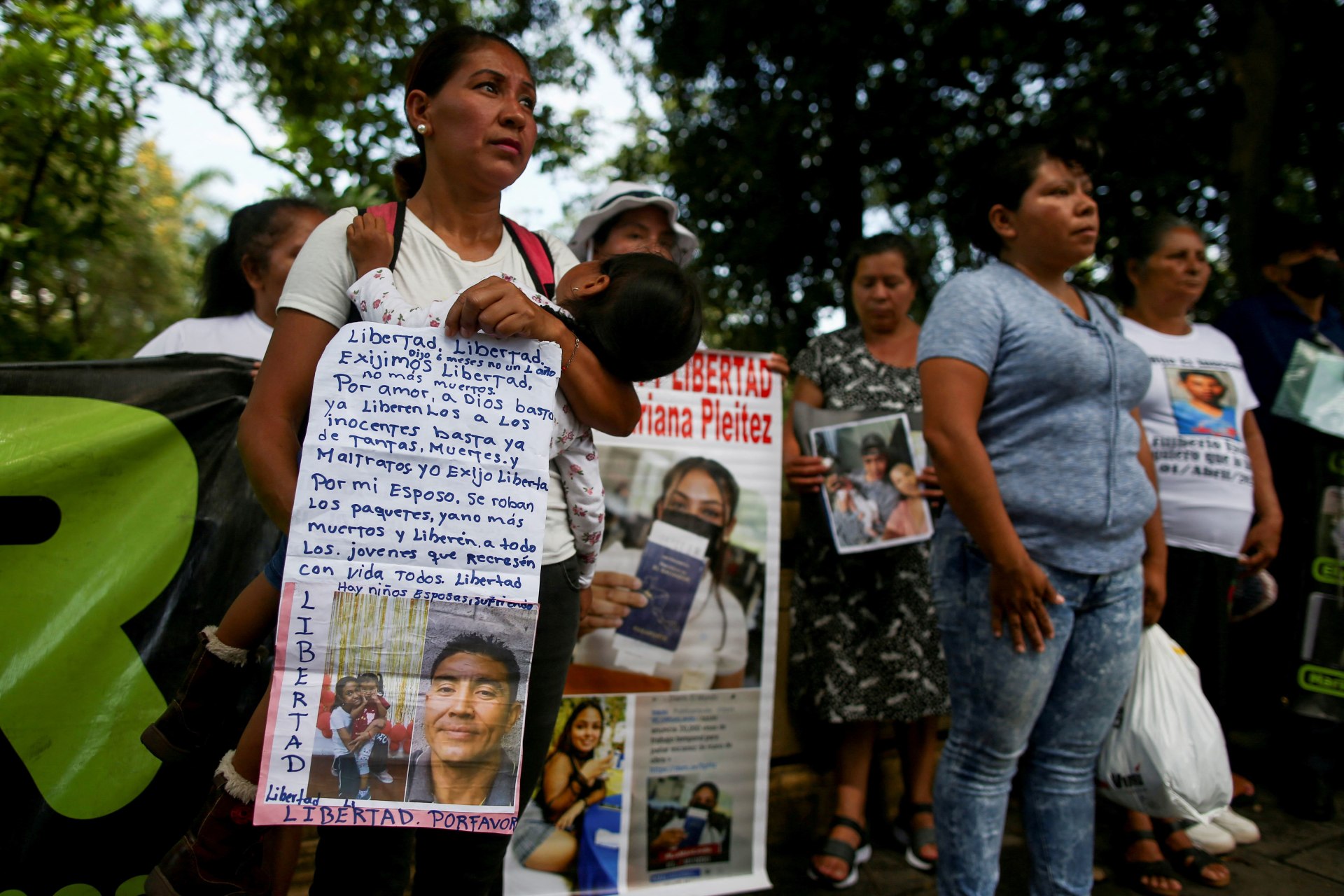 <p>Protestors in San Salvador, El Salvador, demand the release of relatives detained during the government’s state of emergency to curb gang violence on July 7, 2023.</p>