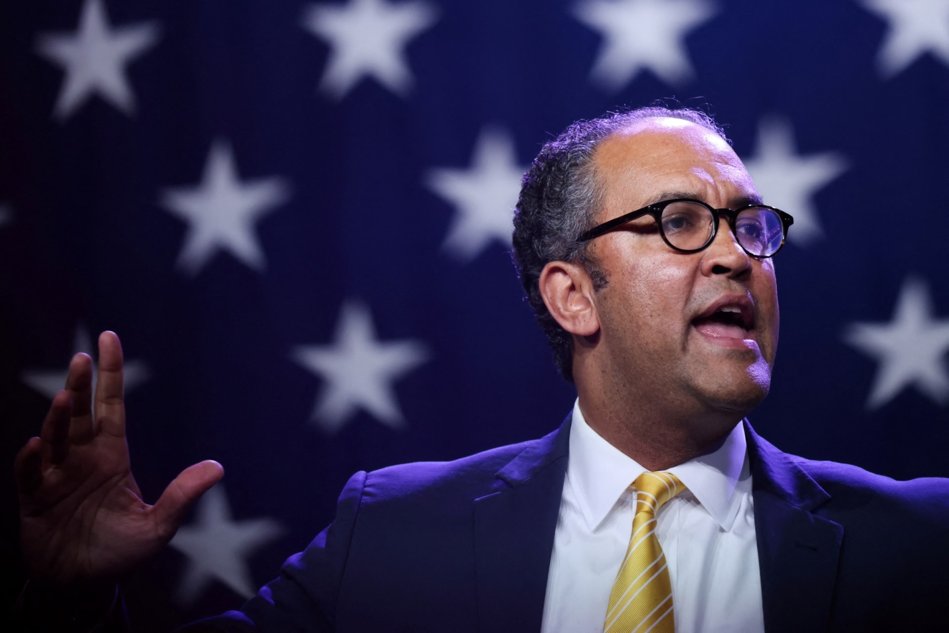 <p>Will Hurd speaks at the Republican Party of Iowa’s Lincoln Day Dinner in Des Moines, Iowa, on July 28, 2023. </p>