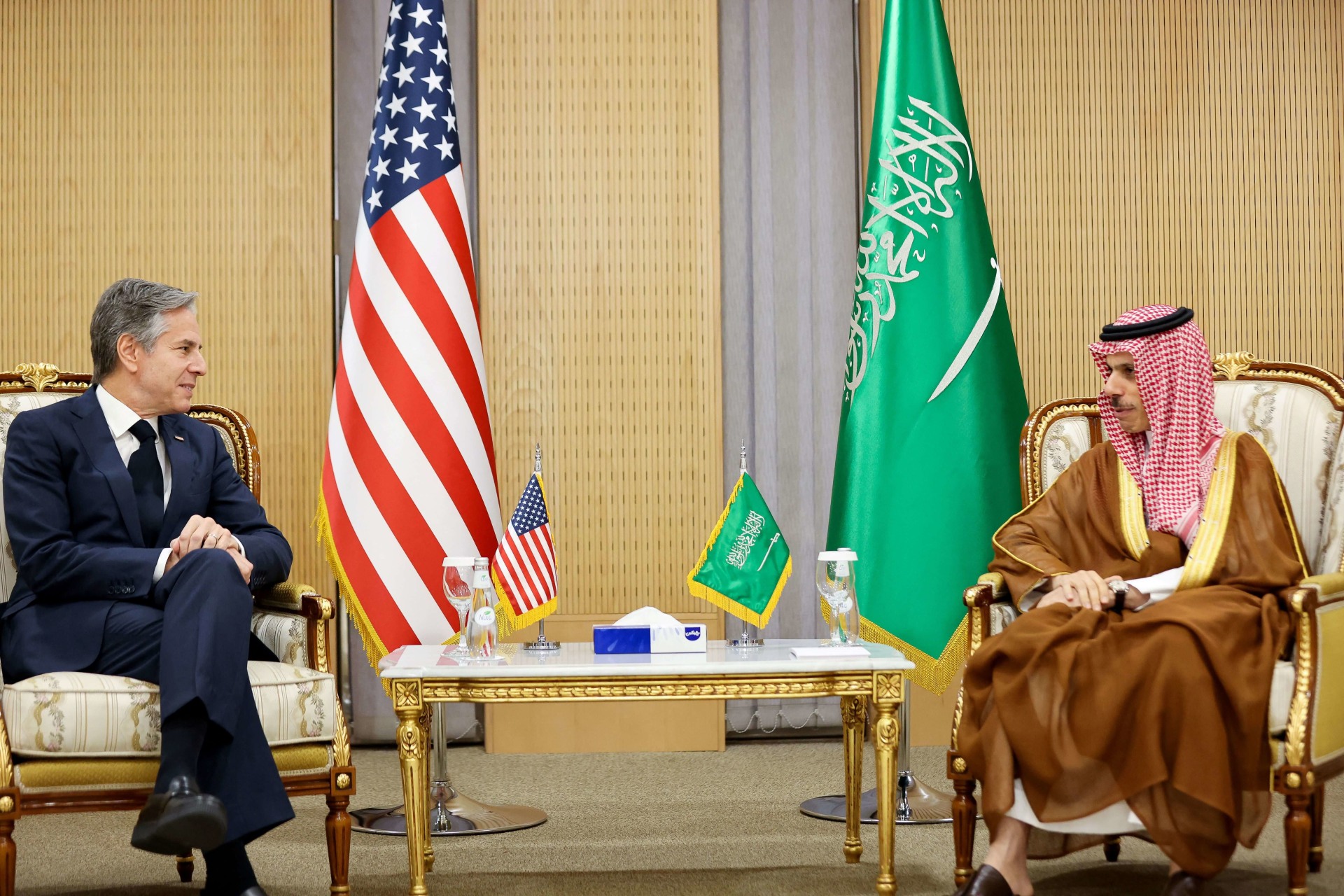 <p>U.S. Secretary of State Antony Blinken meets with Saudi Arabia’s Foreign Minister Prince Faisal bin Farhan, in Riyadh, Saudi Arabia, on June 7, 2023.</p>