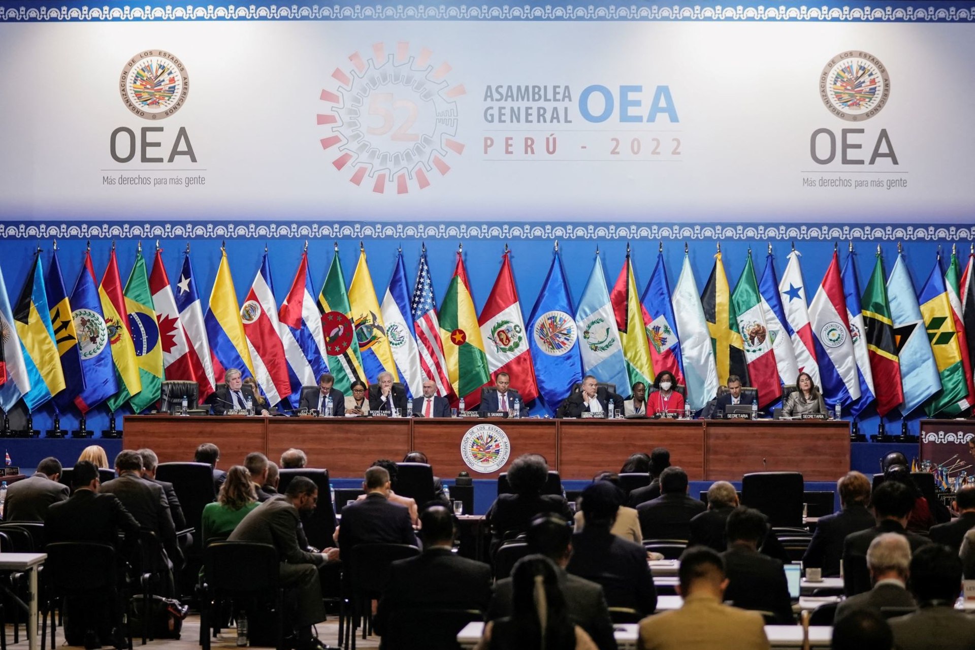 <p>Secretary-General of the Organization of American States (OAS) Luis Almagro heads a session at the OAS 52nd General Assembly in Lima, Peru in October 2022.</p>
