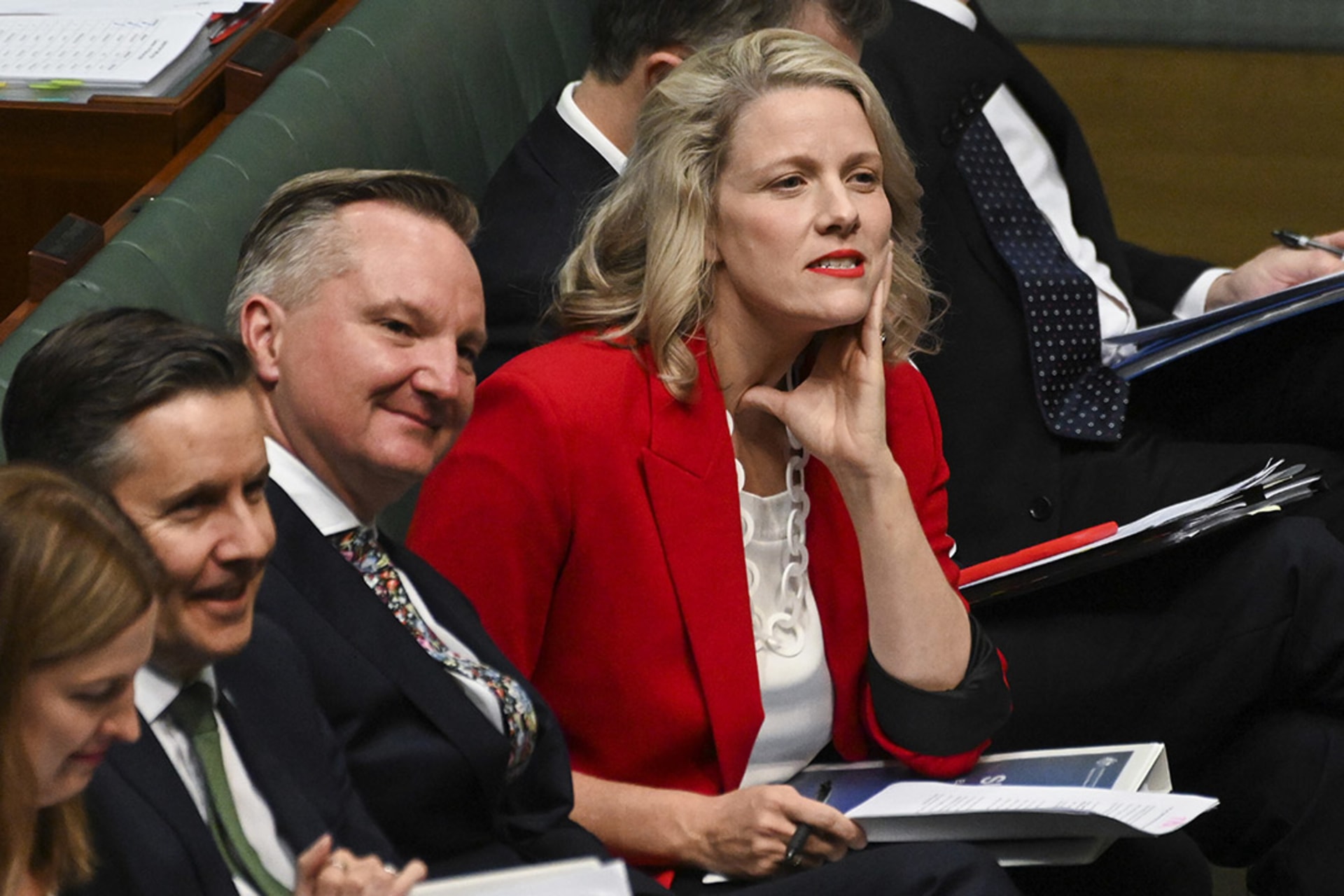 <p> Home Affairs Minister Clare O’Neil during Question Time at Parliament House on February 14, 2023, in Canberra, Australia.</p>