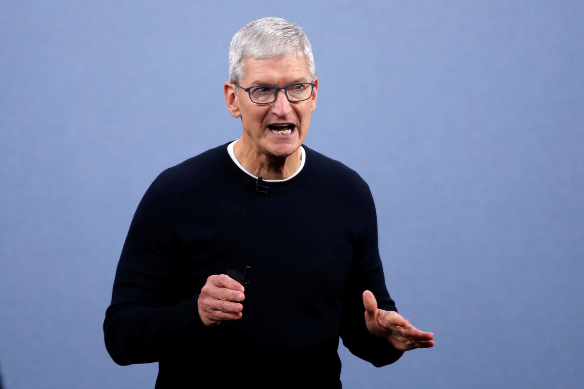 <p>Apple CEO Tim Cook speaks at an event at Apple headquarters in 2019.</p>
