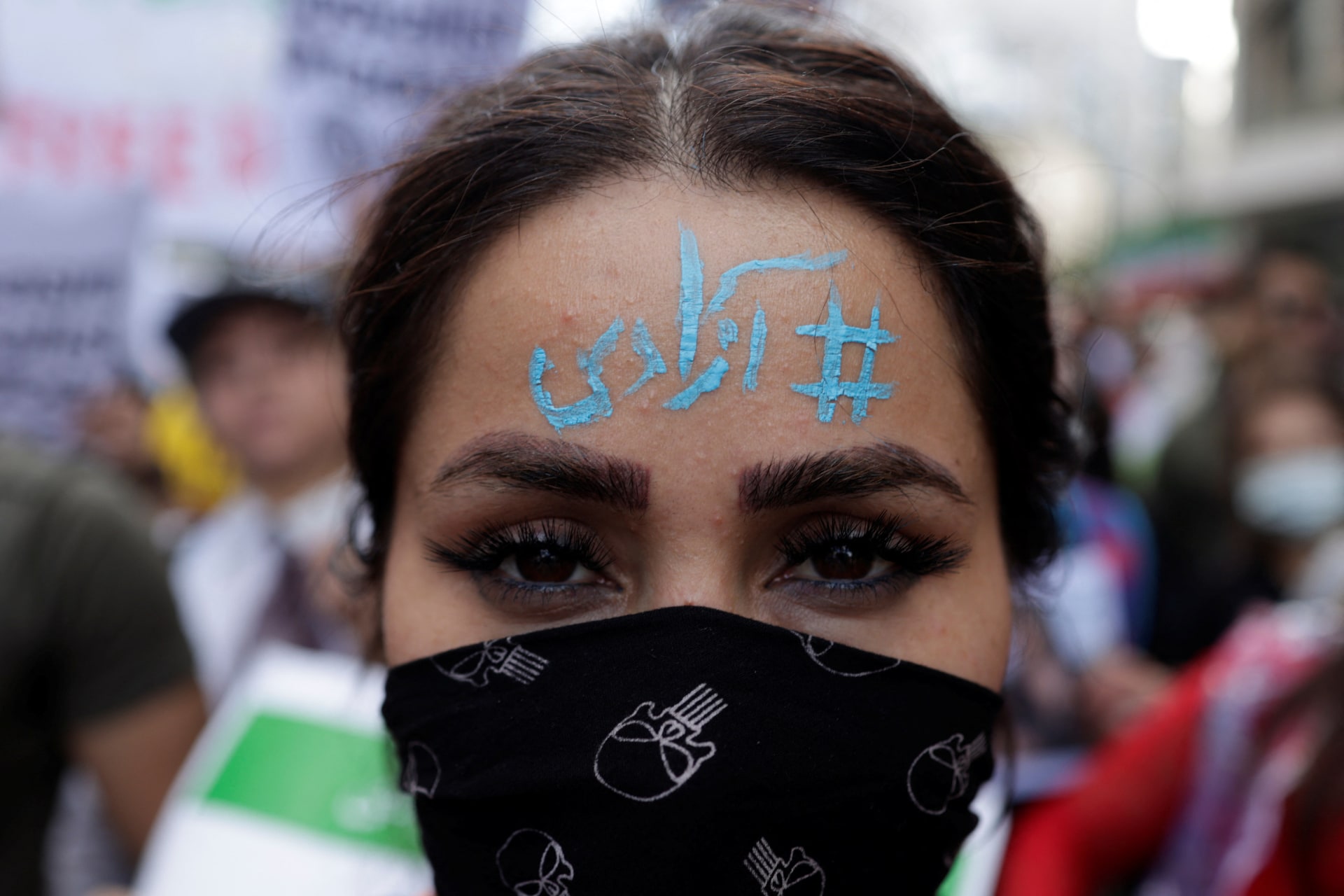 <p>Demonstrators take part in a protest following the death of Mahsa Amini, in Istanbul.</p>
