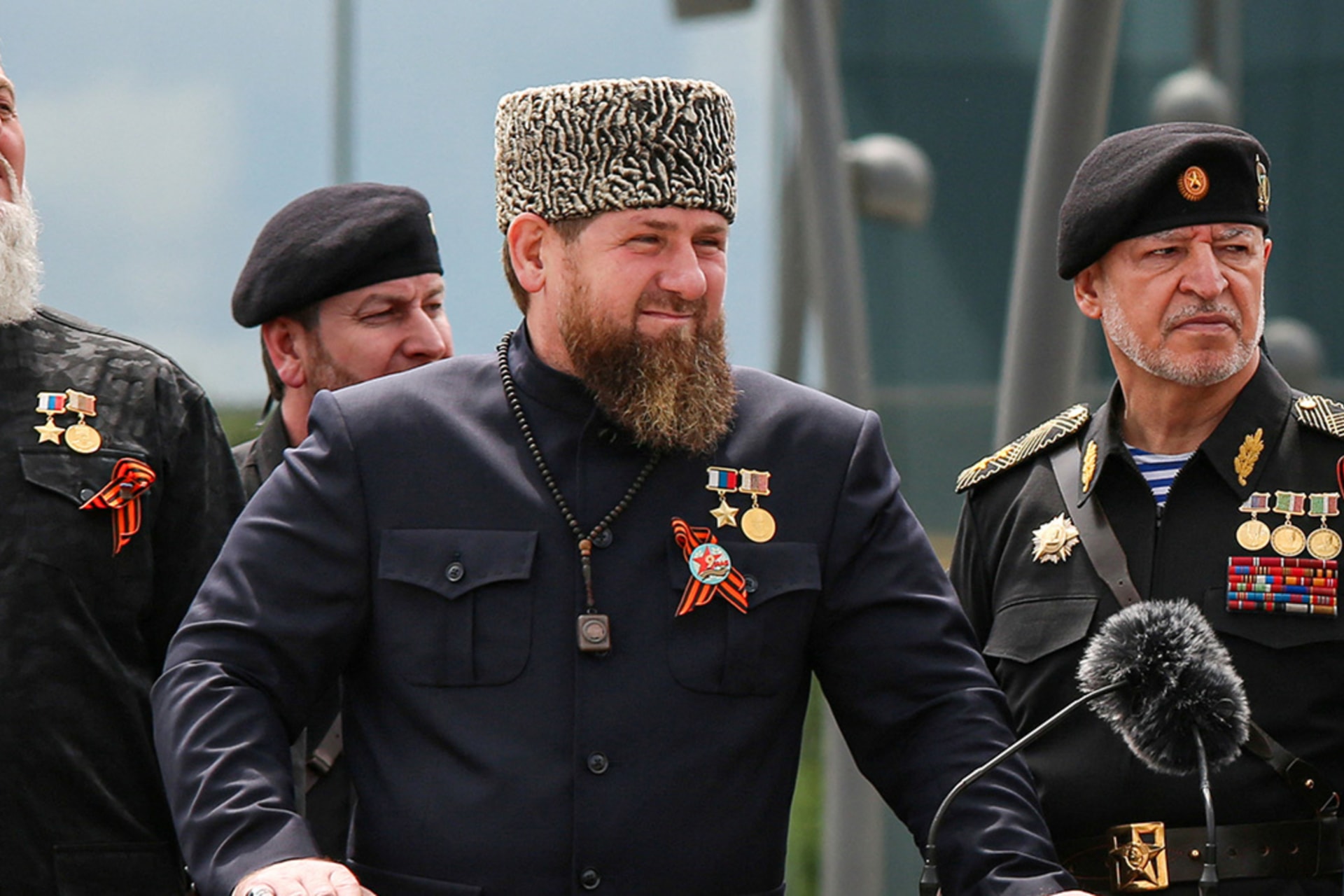 <p>Head of the Chechen Republic Ramzan Kadyrov attend a military parade in the Chechen capital ofGrozny.</p>