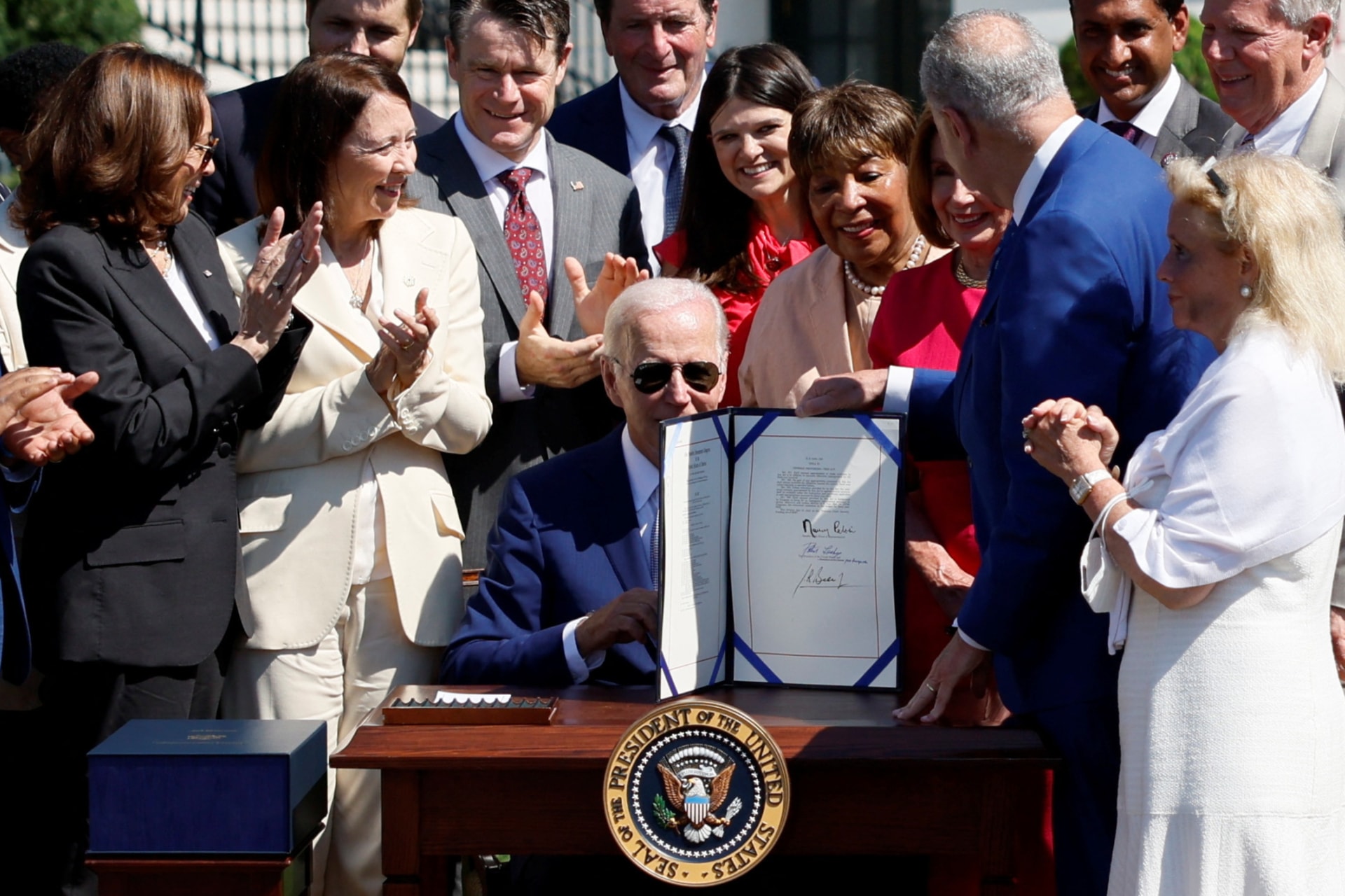 <p>President Joe Biden signs the CHIPS and Science Act in August 2022.</p>
