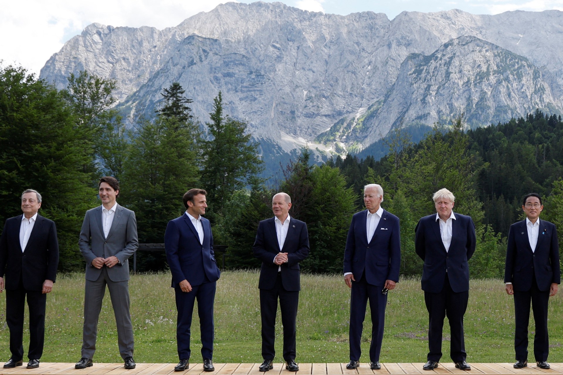 <p>The leaders of the Group of Seven countries stand for a photo during the G7 leaders summit in Germany in June 2022</p>
