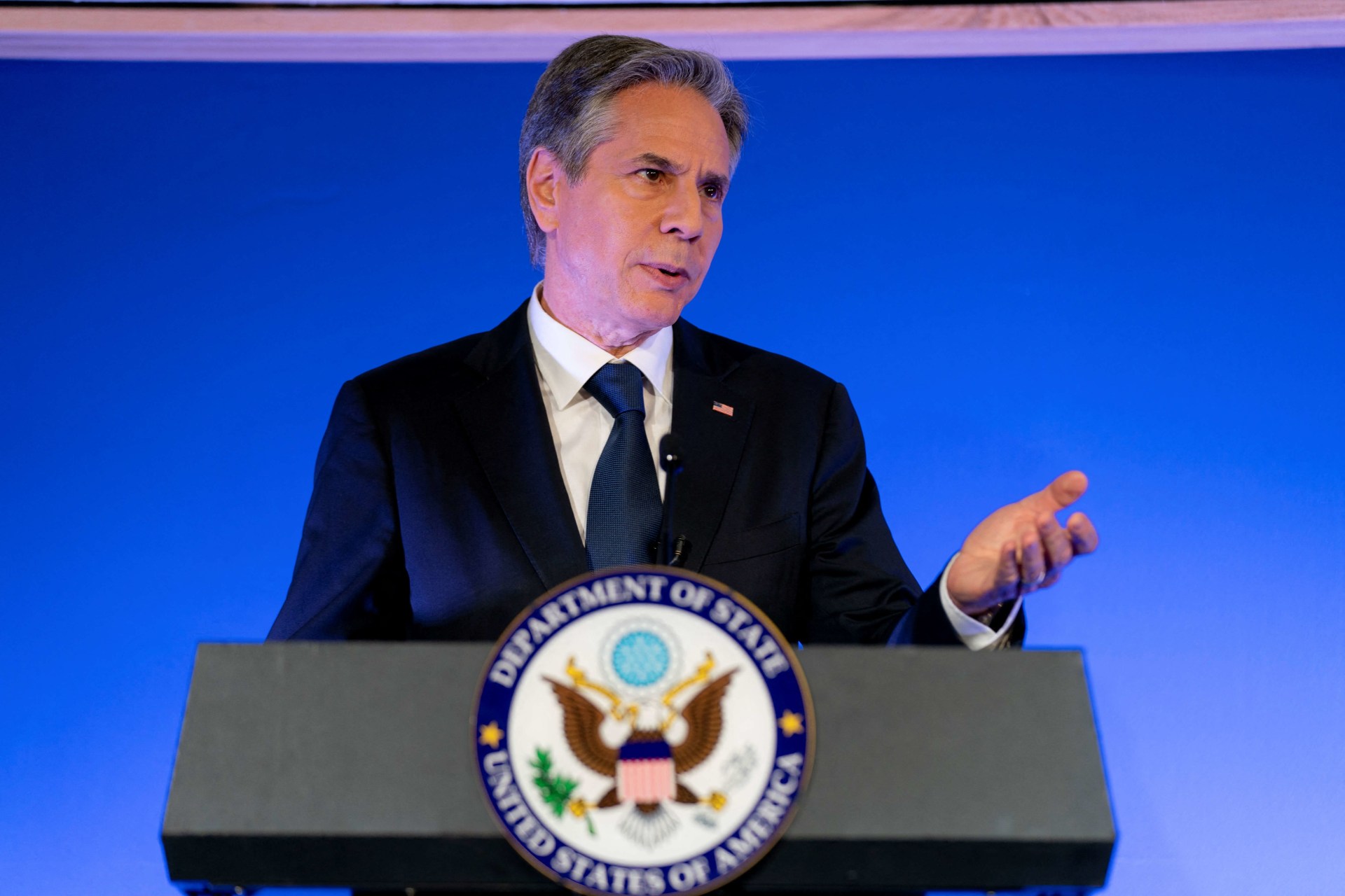 <p>Secretary of State Antony Blinken speaks on the U.S. Africa Strategy at the University of Pretoria’s Future Africa Campus in Pretoria, South Africa on August 8, 2022.</p>
