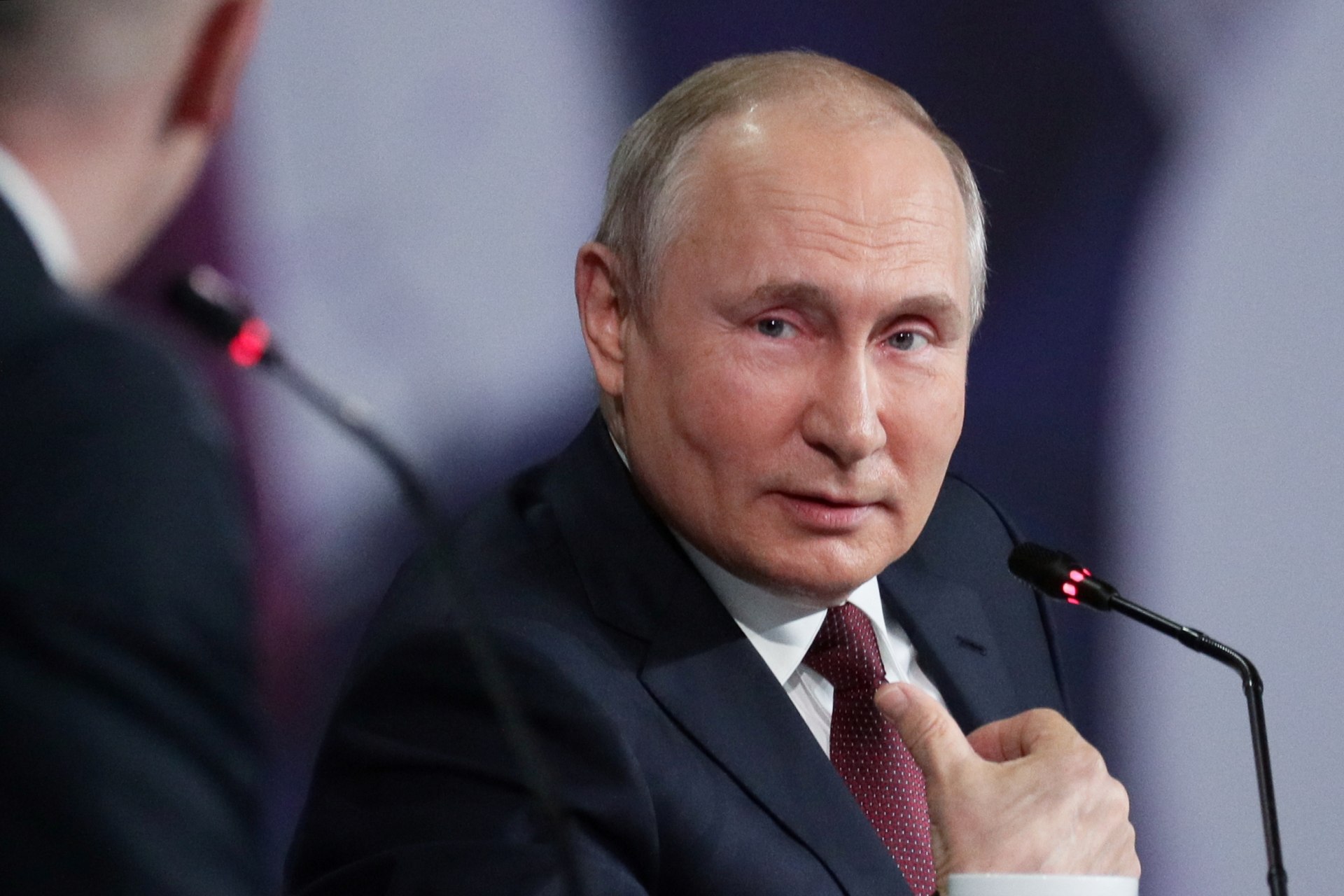 <p>Russian President Vladimir Putin speaks at a session of the St. Petersburg International Economic Forum in June 2021.</p>
