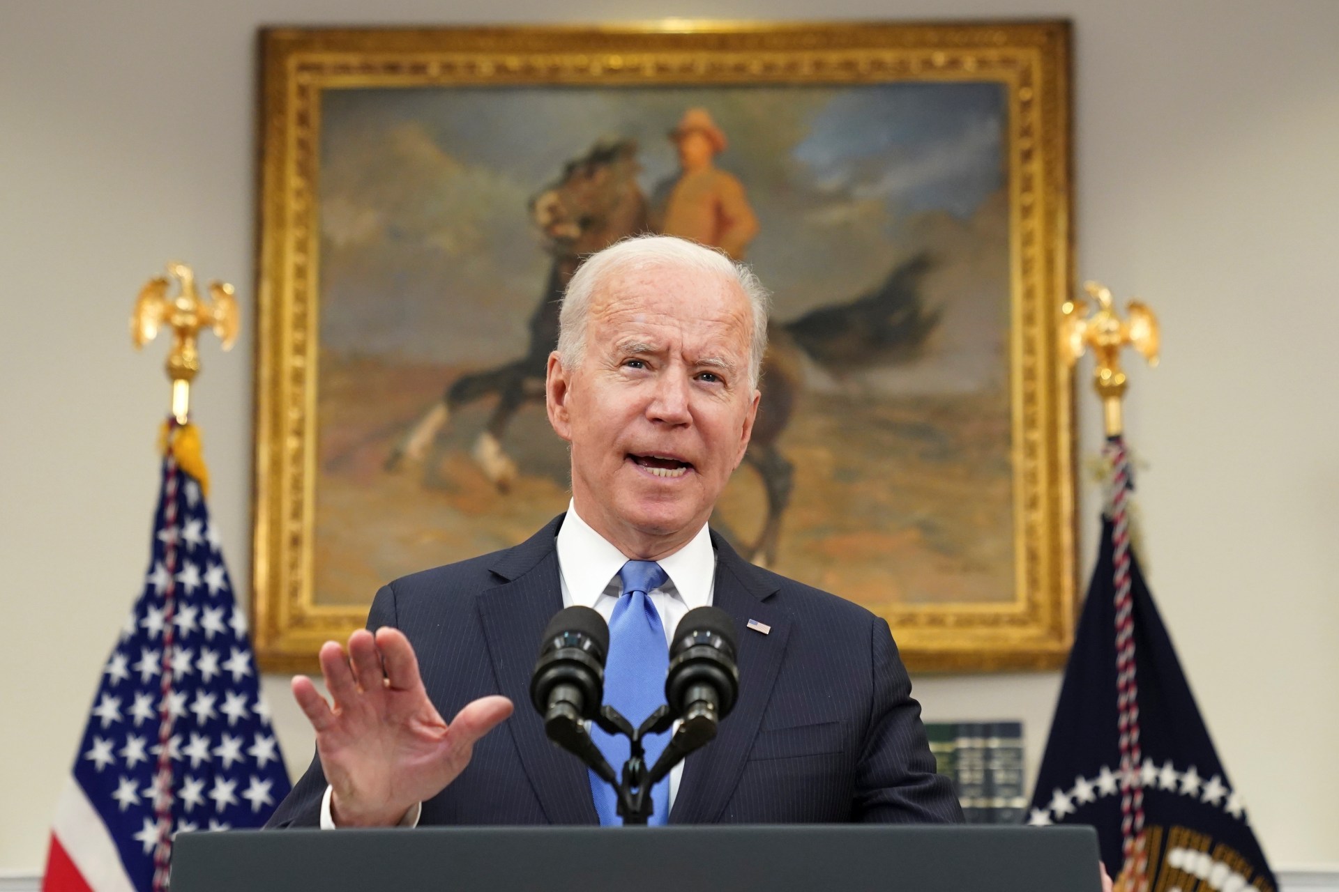 <p>U.S. President Joe Biden speaks about the Colonial Pipeline shutdown.</p>