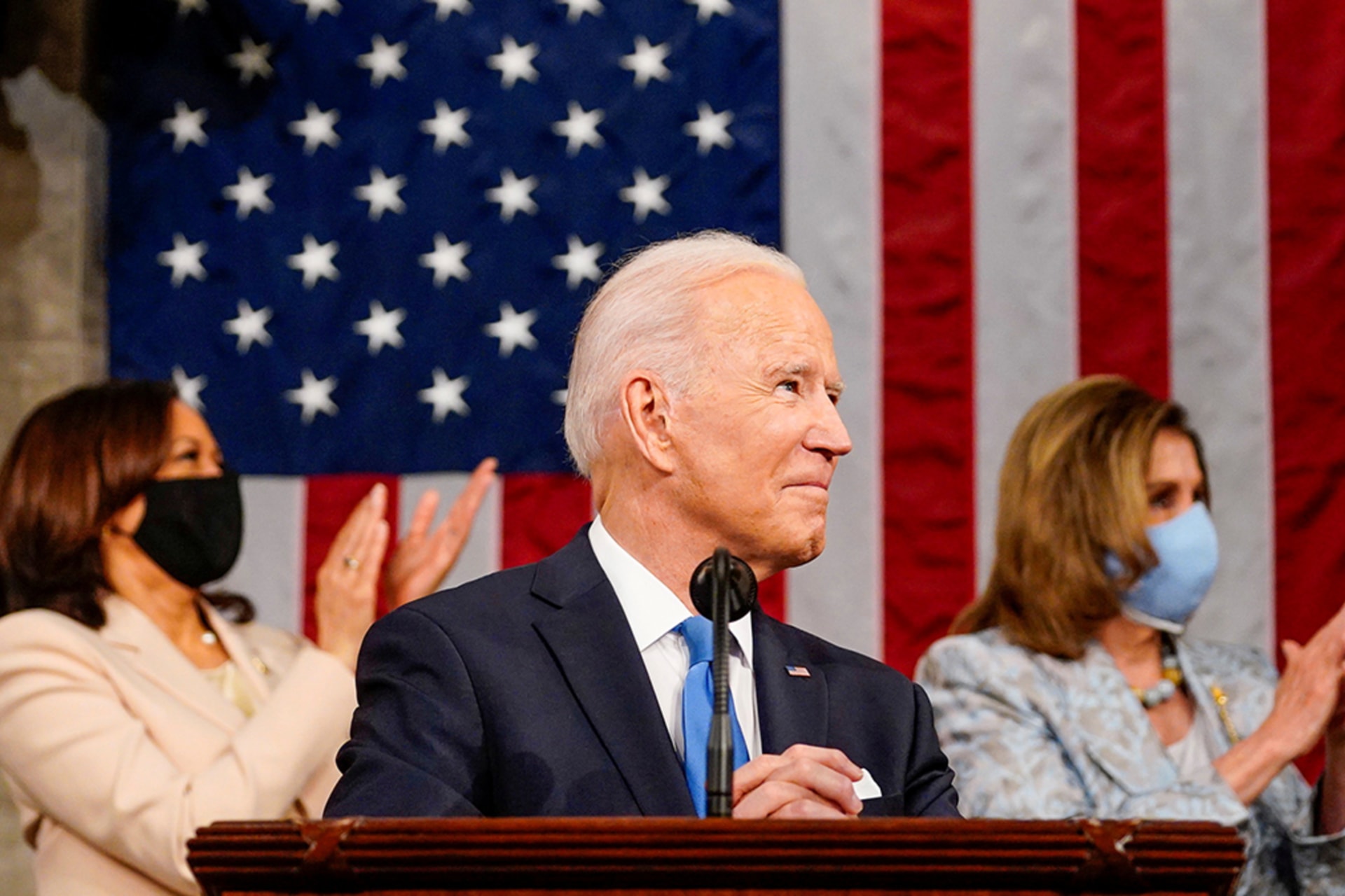 <p>President Joe Biden addresses a joint session of Congress on April 28, 2021</p>
