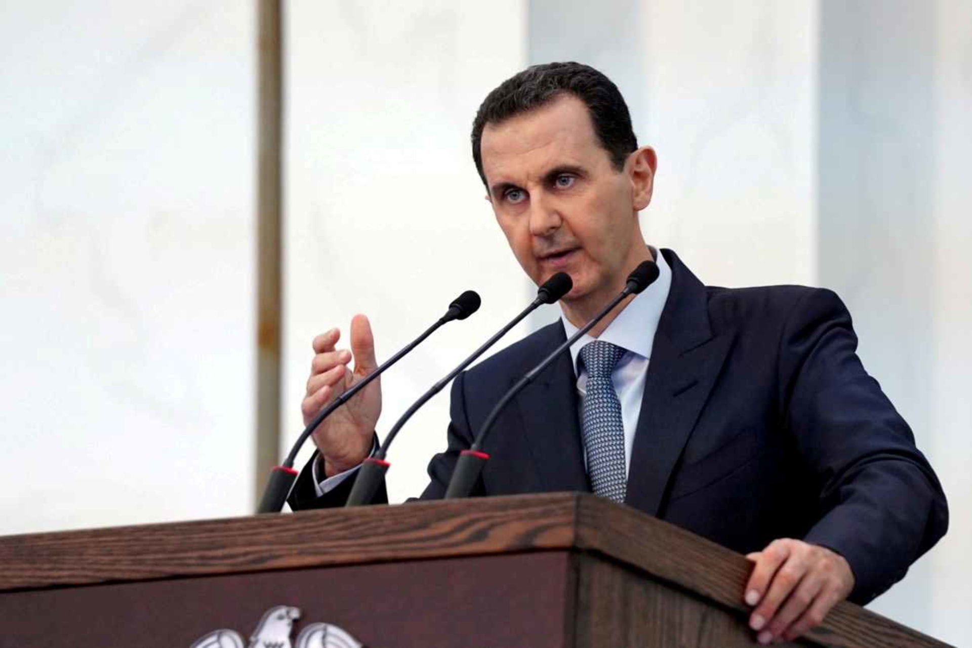 <p>Syrian President Bashar al-Assad addresses members of parliament in Damascus.</p>