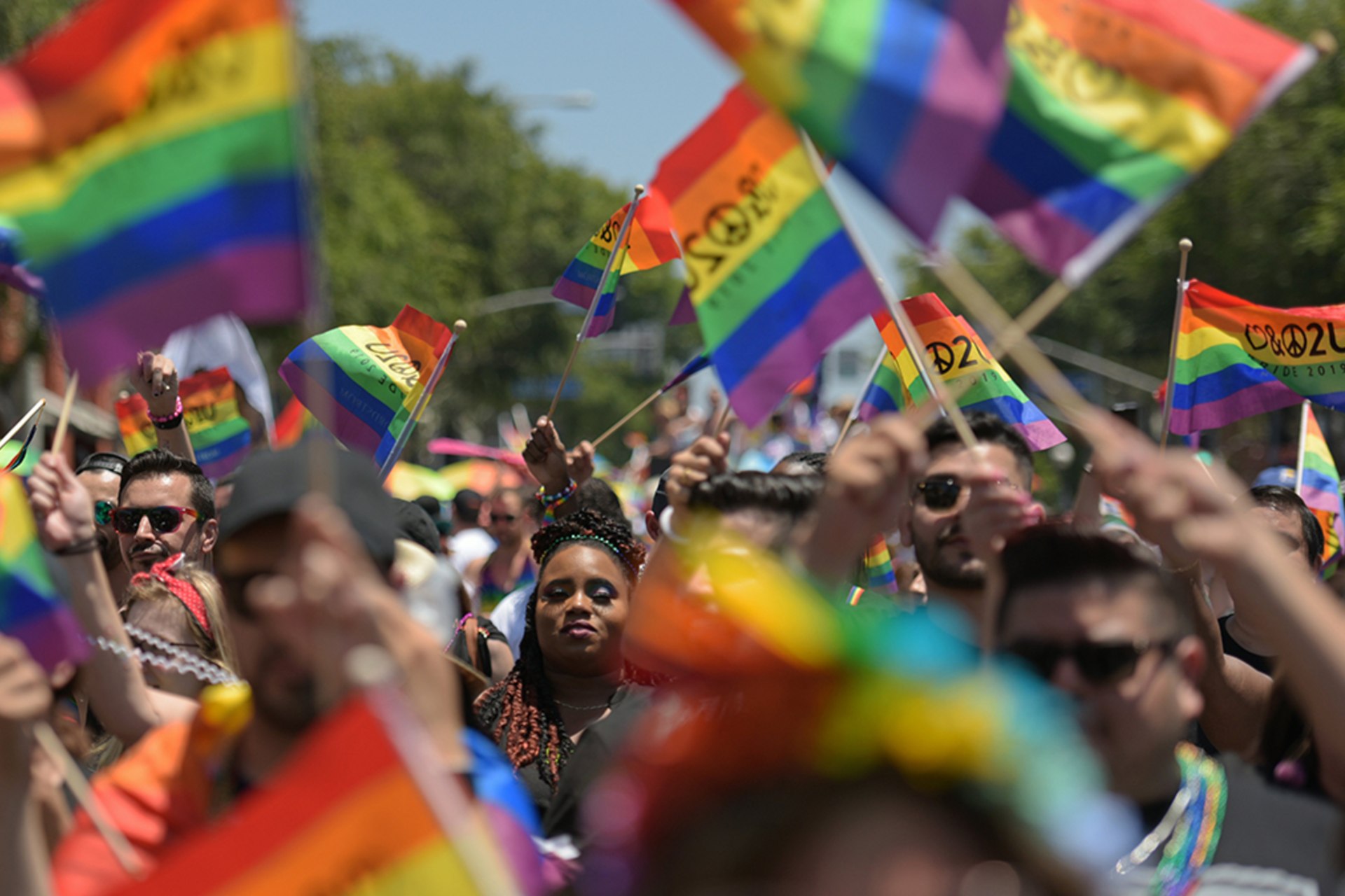 <p>People participate in the annual Los Angeles Pride Parade in West Hollywood, California.</p>
