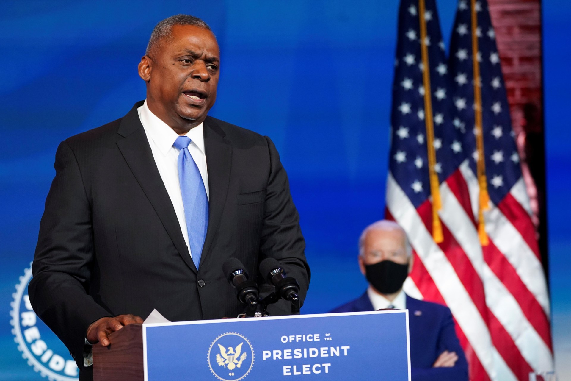 <p>Retired General Lloyd Austin speaks after President-Elect Joe Biden announces his nomination as defense secretary in Wilmington, Delaware, on December 9, 2020. </p>