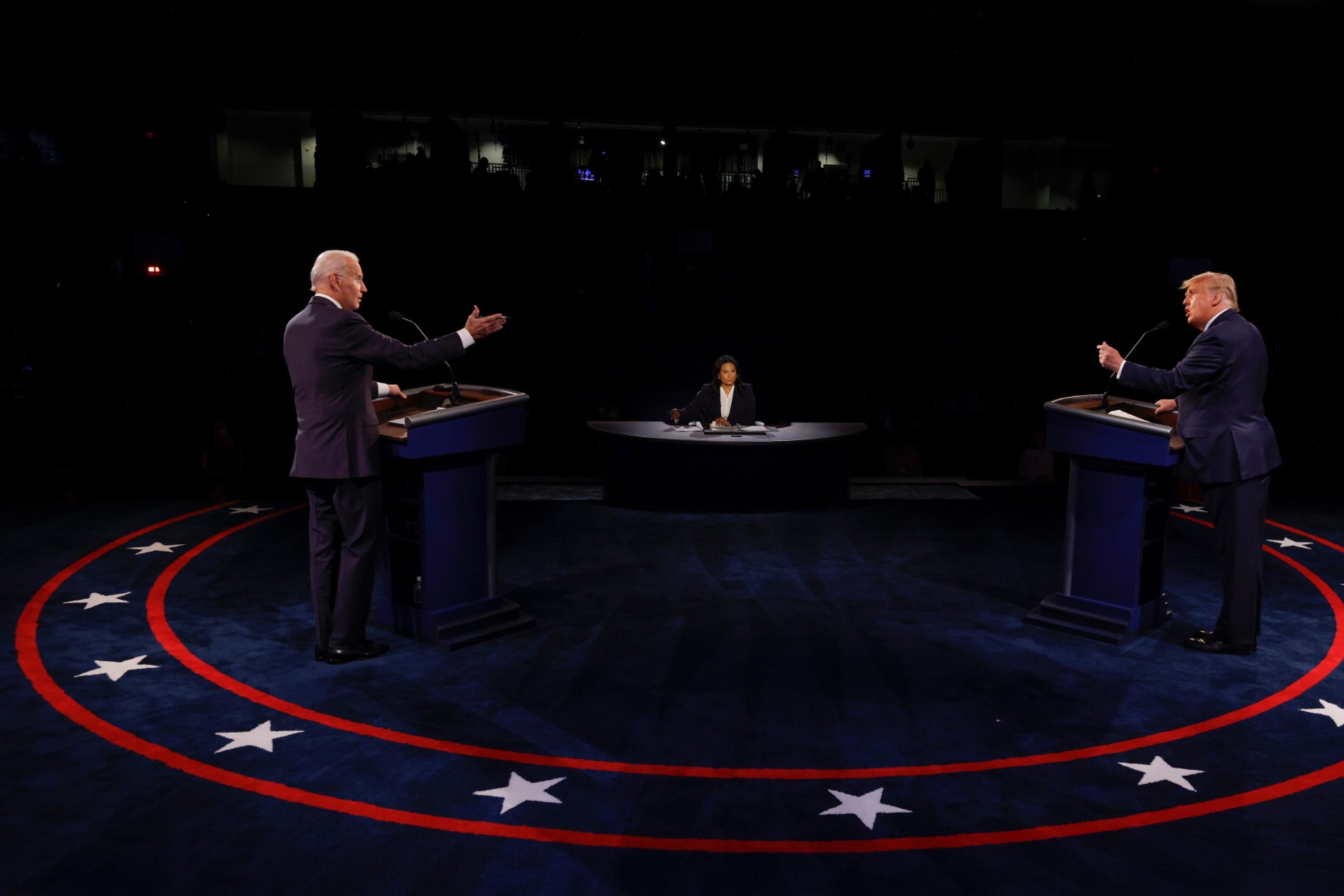 <p>Former Vice President Joe Biden and President Donald Trump participate in the second presidential debate on October 22, 2020, in Nashville, Tennessee.</p>
