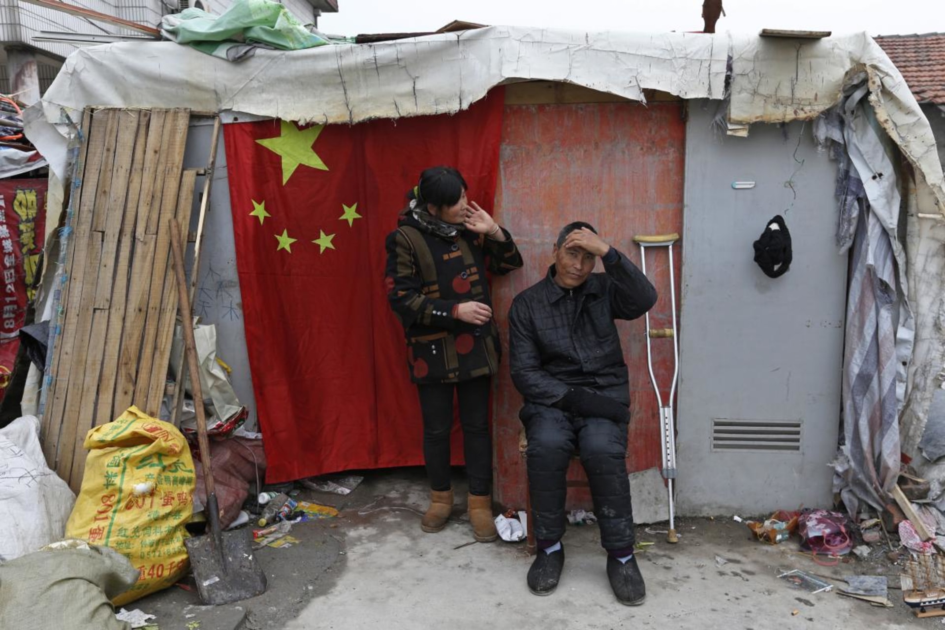<p>An injured migrant worker in Jiaxing, China, February 2013</p>
