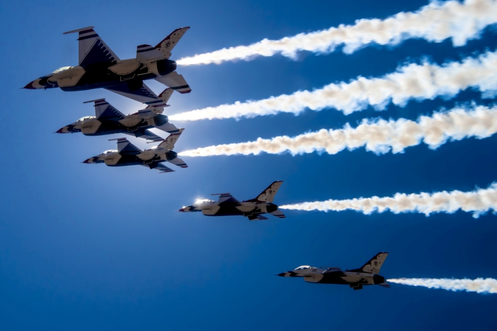 <p>The USAF “Thunderbirds” fly over Las Vegas, Nevada, on April 11, 2020. USAF Staff Sgt. Cory W. Bush/Handout via REUTERS.</p>
