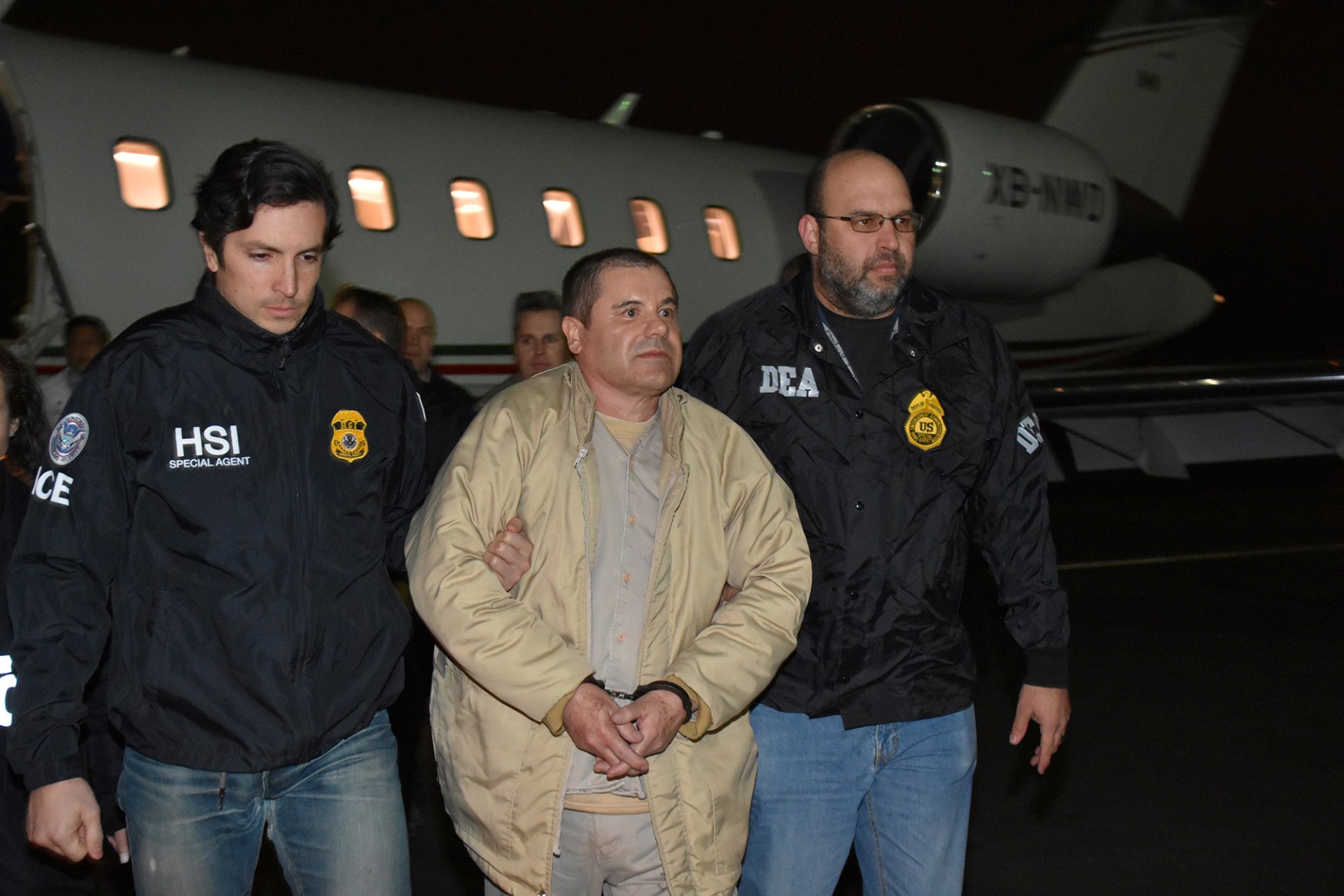 <p>Drug lord Joaquin “El Chapo” Guzman arrives in New York in 2017 after his extradition from Mexico.</p>
