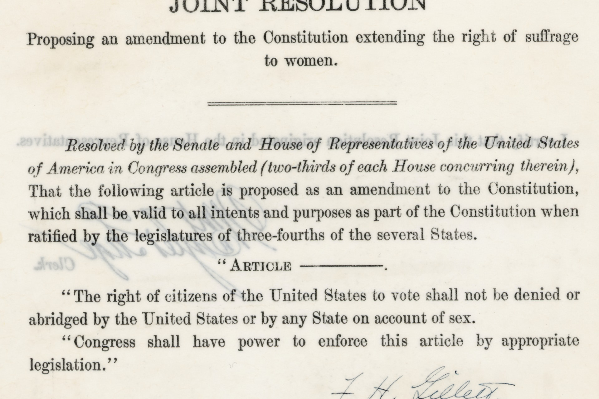 <p>The Nineteenth Amendment of the U.S. Constitution. National Archives </p>