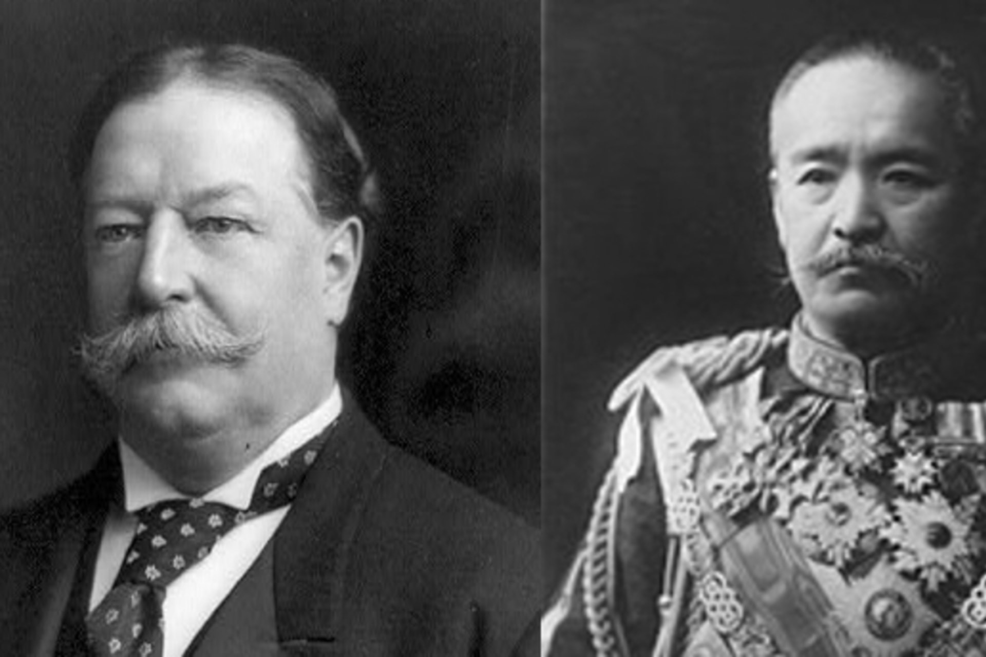 <p>Secretary of War William Howard Taft and Prime Minister of Japan Count Taro Katsura. Library of Congress, U.S. State Department.</p>
