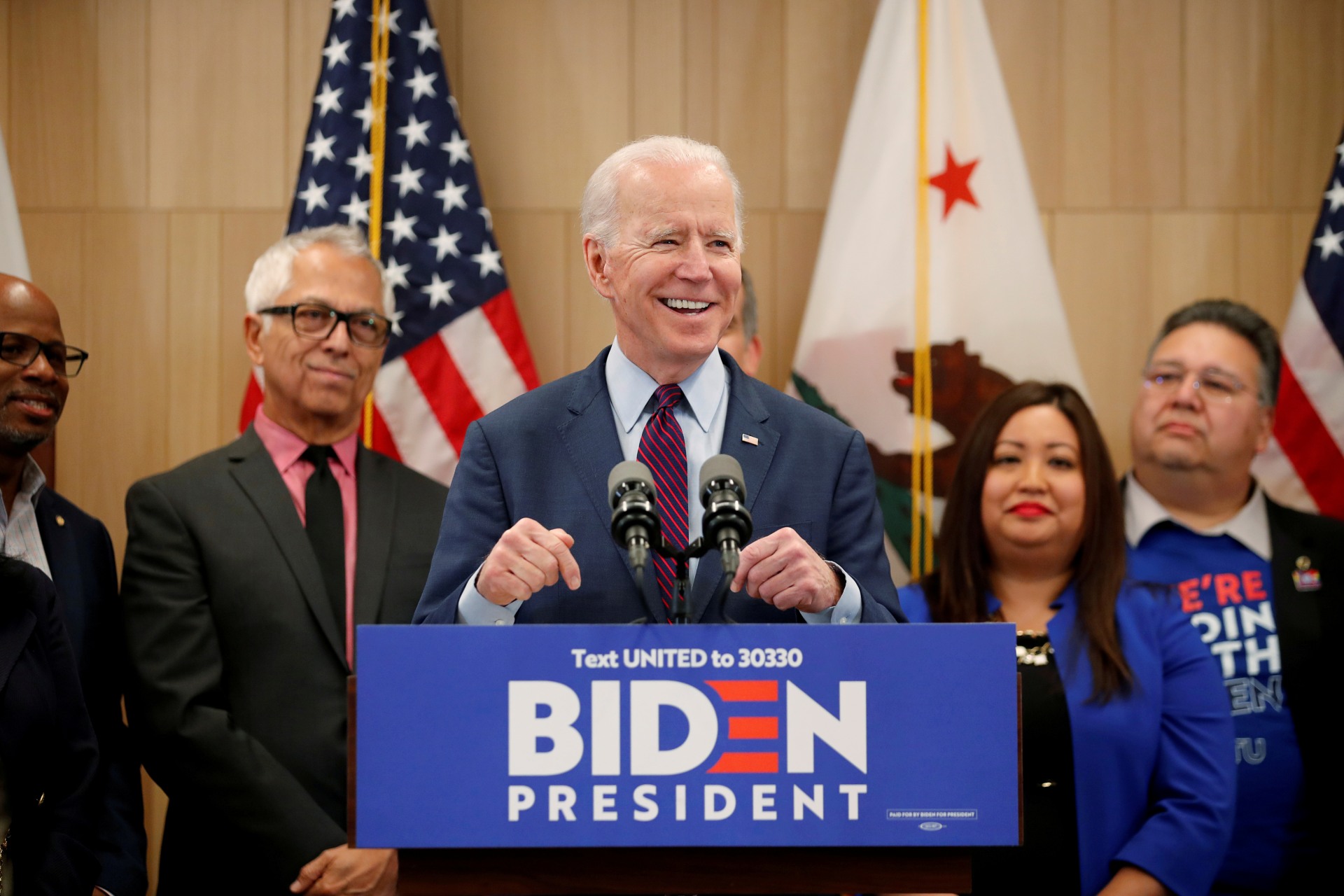 <p>Democratic U.S. presidential candidate and former Vice President Joe Biden speaks during a campaign stop.</p>
