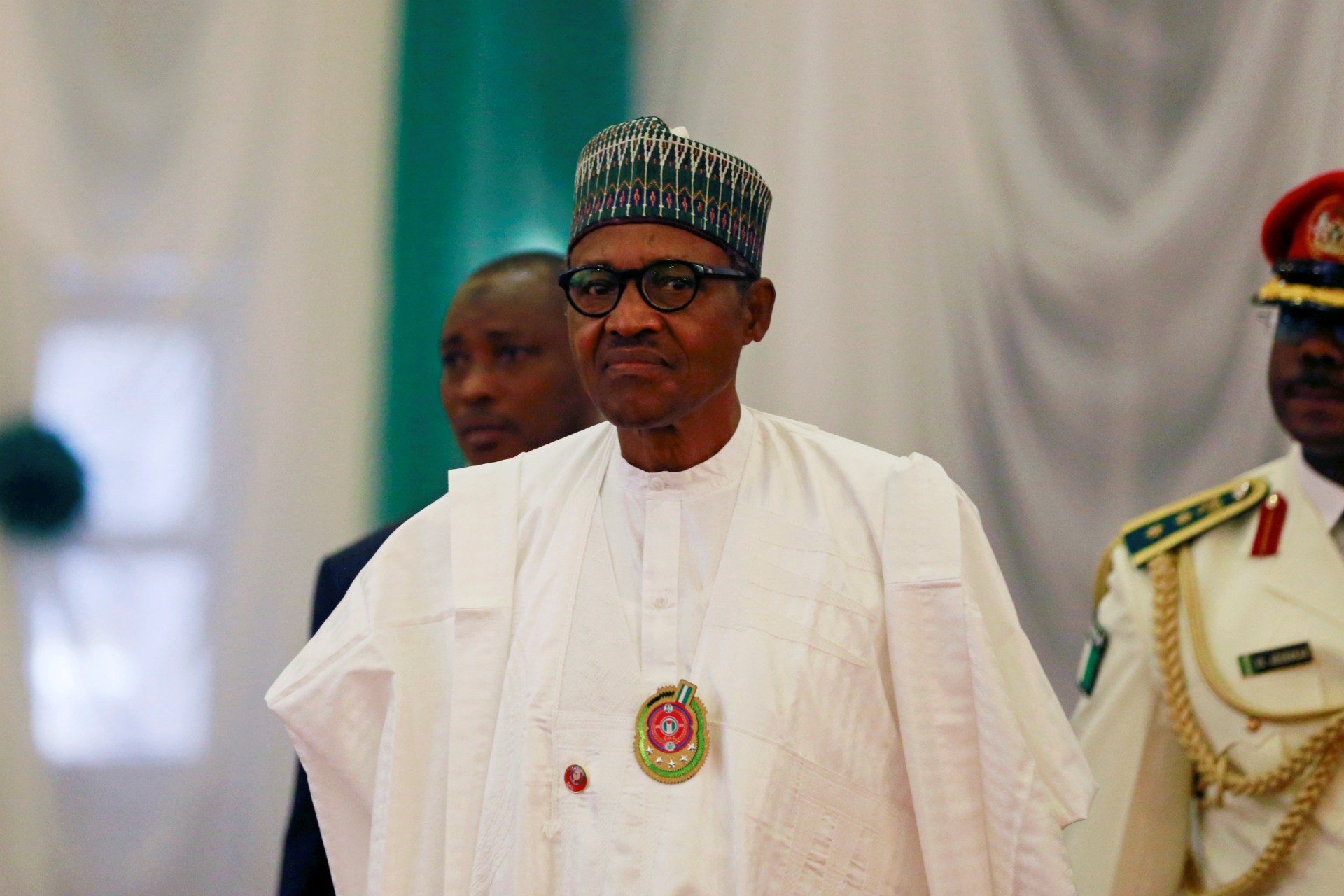 <p>Nigeria’s President Muhammadu Buhari attends the opening of the 56th Ordinary Session of the ECOWAS Authority of Heads of State and Government in Abuja, Nigeria, on December 21, 2019.</p>
