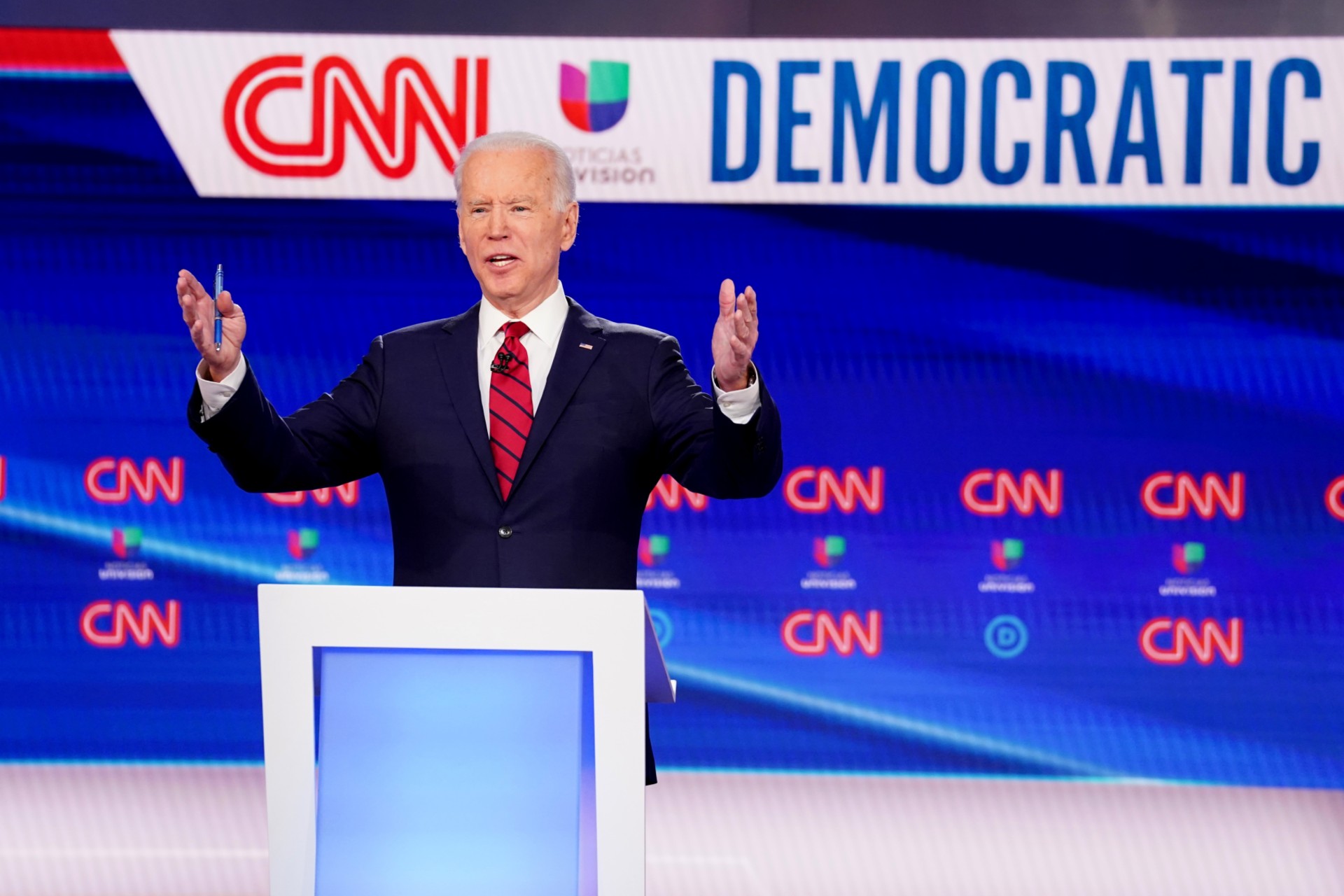 <p>Former Vice President Joe Biden speaks at the March 15 Democratic presidential debate in Washington, DC.</p>
