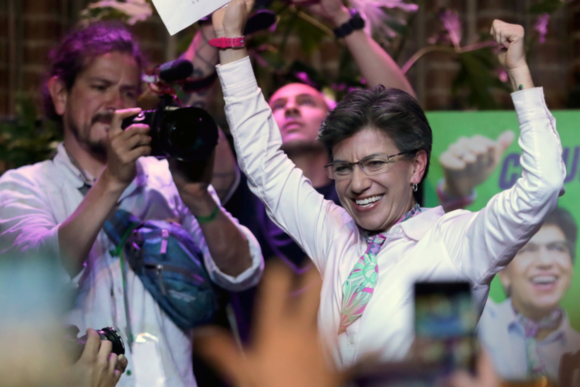 <p>Claudia Lopez celebrates after winning local elections in Bogota, Colombia October 27, 2019.</p>
