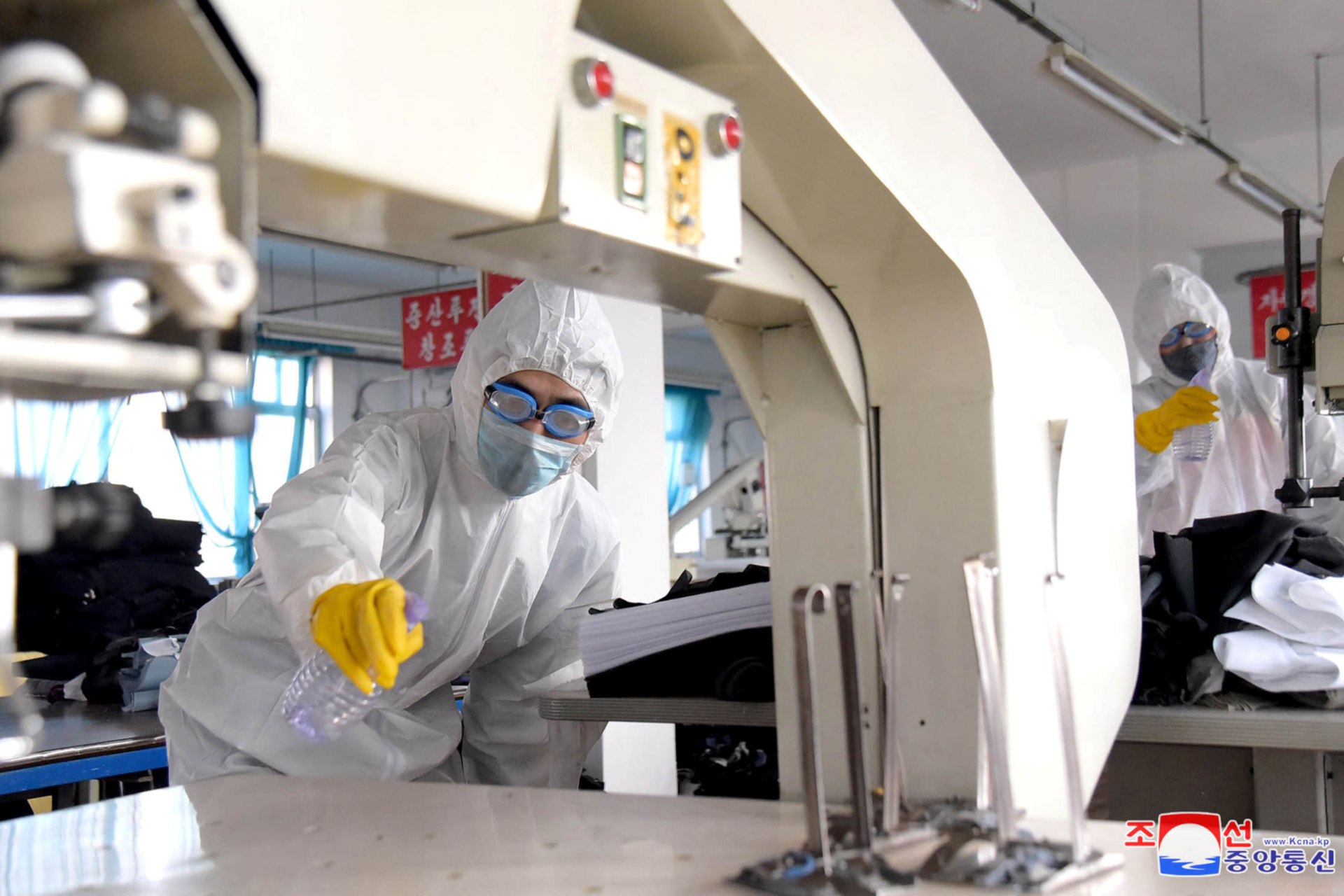 <p>Volunteers carry out disinfection work during an anti-virus campaign in Pyongyang, North Korea in this image released by North Korea’s Korean Central News Agency (KCNA) on March 4, 2020. </p>

