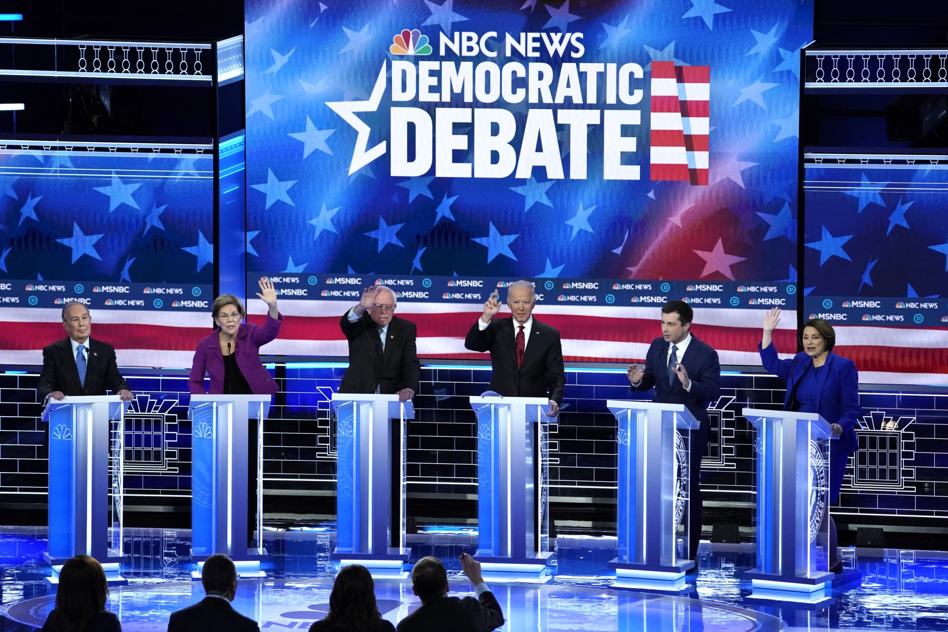 <p>Democratic presidential challengers participate in the ninth Democratic debate in Las Vegas on February 19, 2020. </p>
