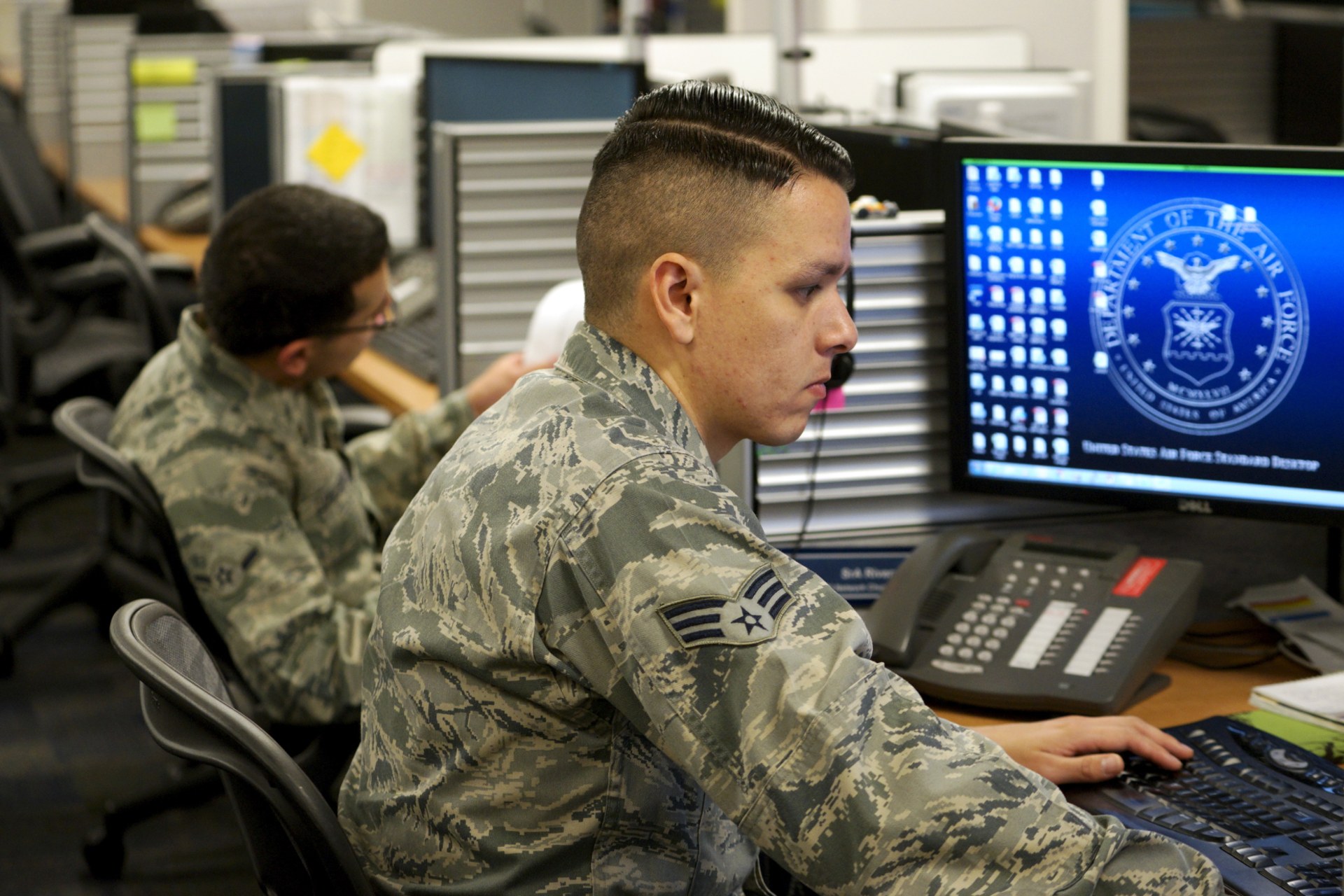 <p>Sr Airman Jose Rivera, infrastructure technician U.S. Air Force, works at the 561st Network Operations Squadron (NOS) at Petersen Air Force Base in Colorado Springs, Colorado</p>
