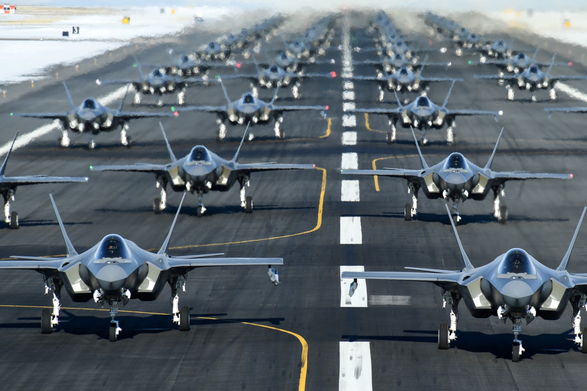 <p>U.S. Air Force F-35A aircraft form up during an exercise at Hill Air Force Base in Utah. </p>

