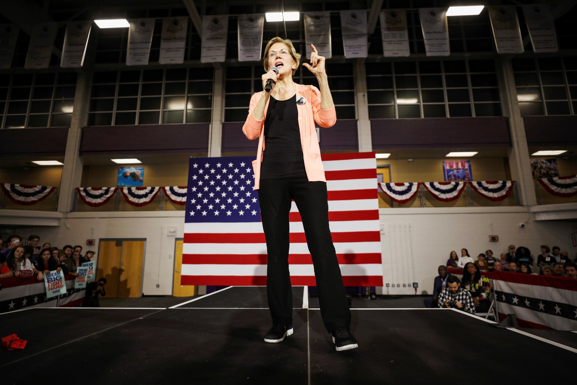 <p>Elizabeth Warren speaks at a rally in Raleigh, North Carolina, on November 7.</p>

