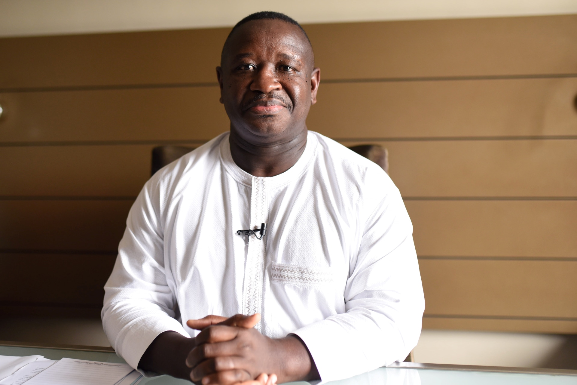 <p>Sierra Leone’s President Julius Maada Bio attends an interview in Freetown, Sierra Leone, April 5, 2018.</p>
